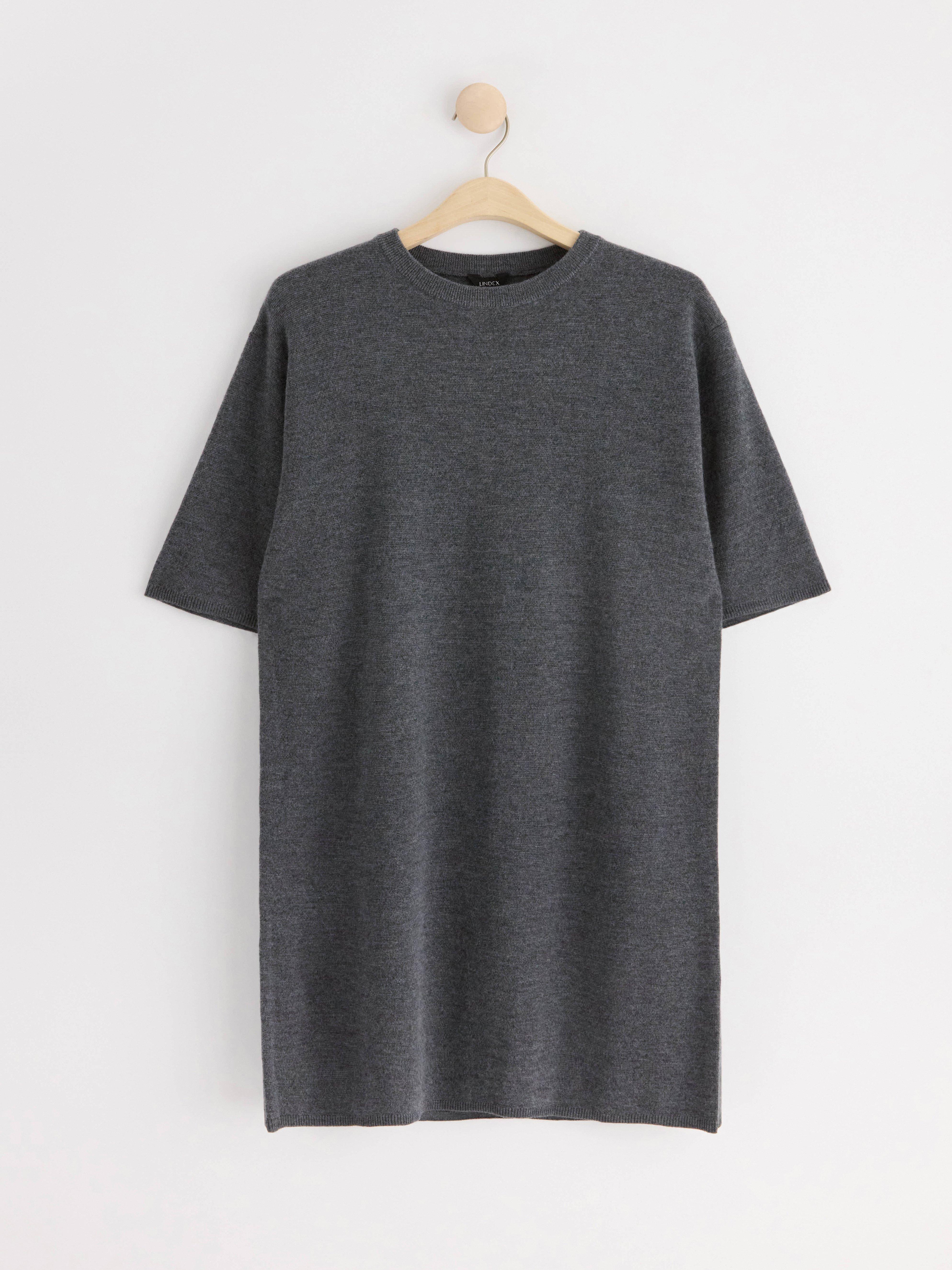 Knitted dress in merino wool Dark Grey Melange