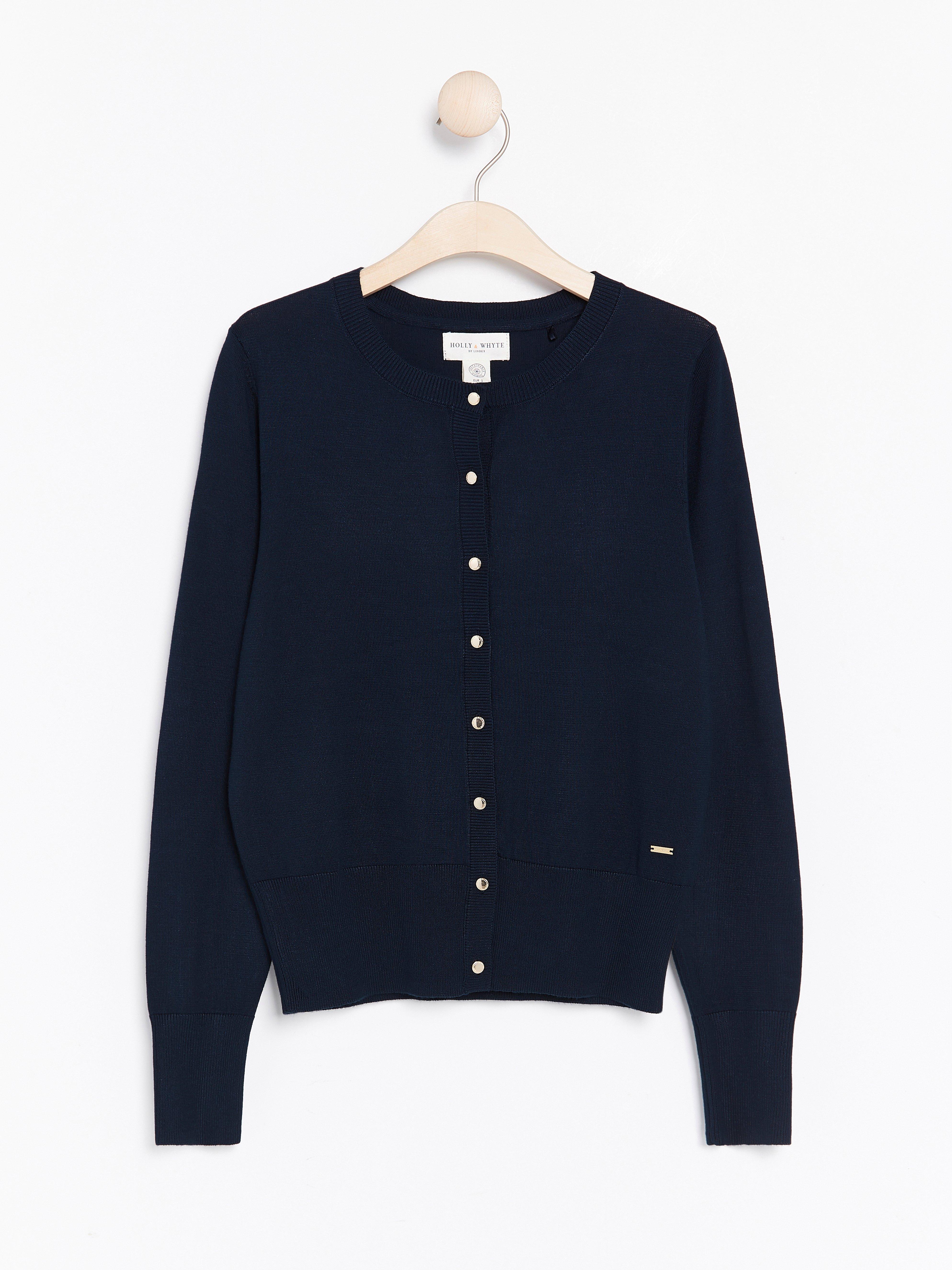 Fine-knit Cardigan Navy