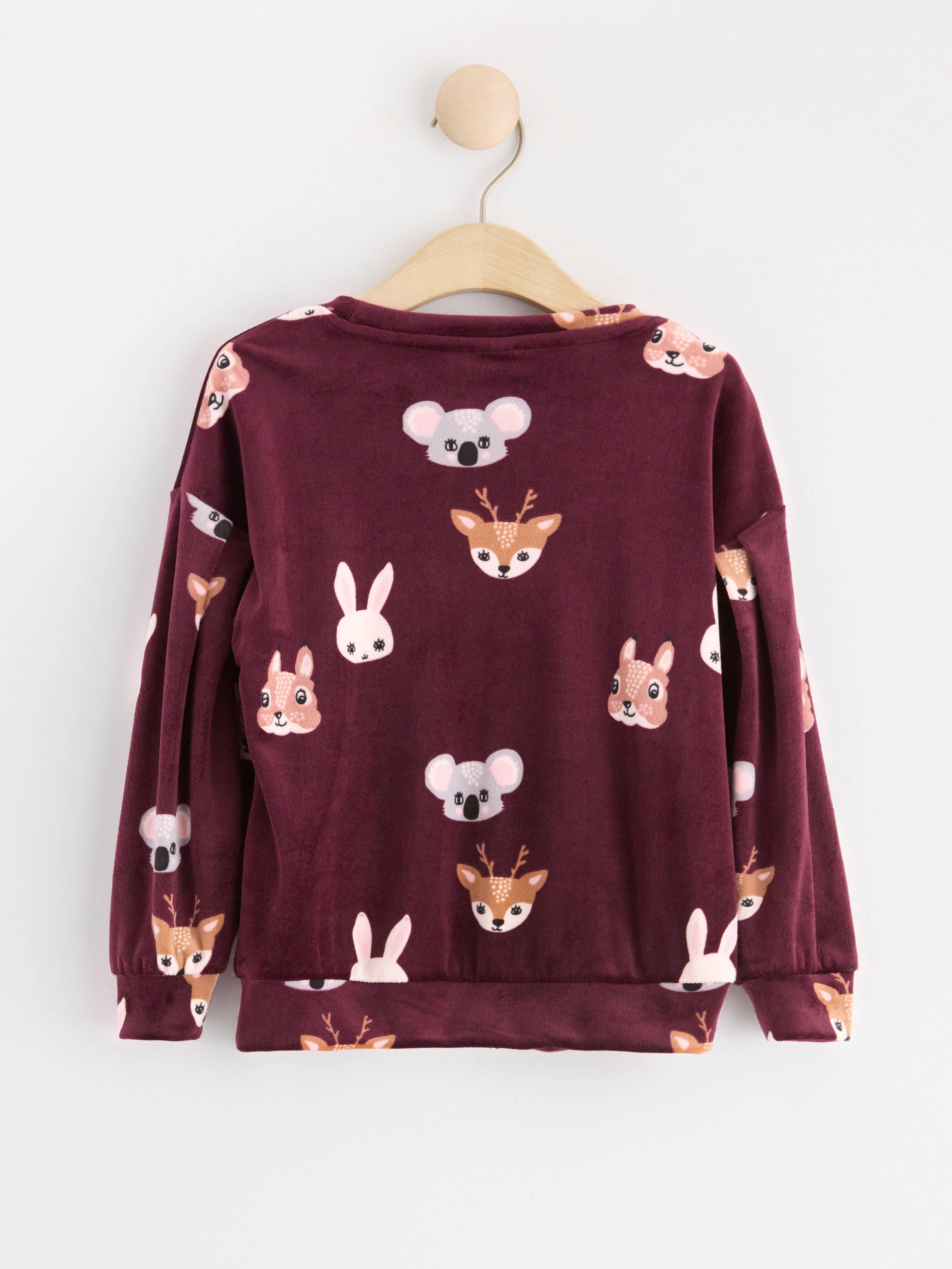 Velour jumper with animals Dark Lilac