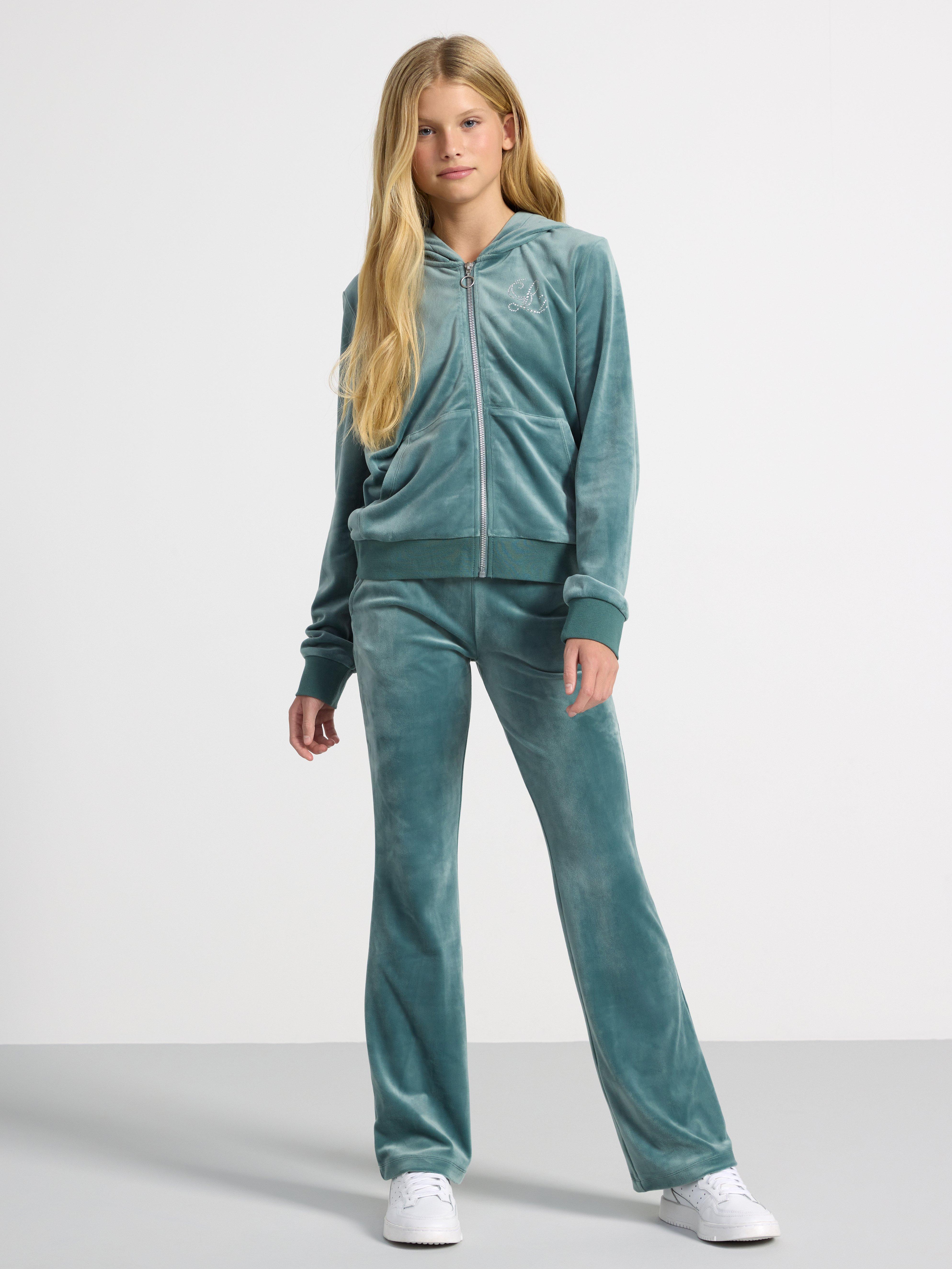Velour zip hoodie Dark Dusty Green