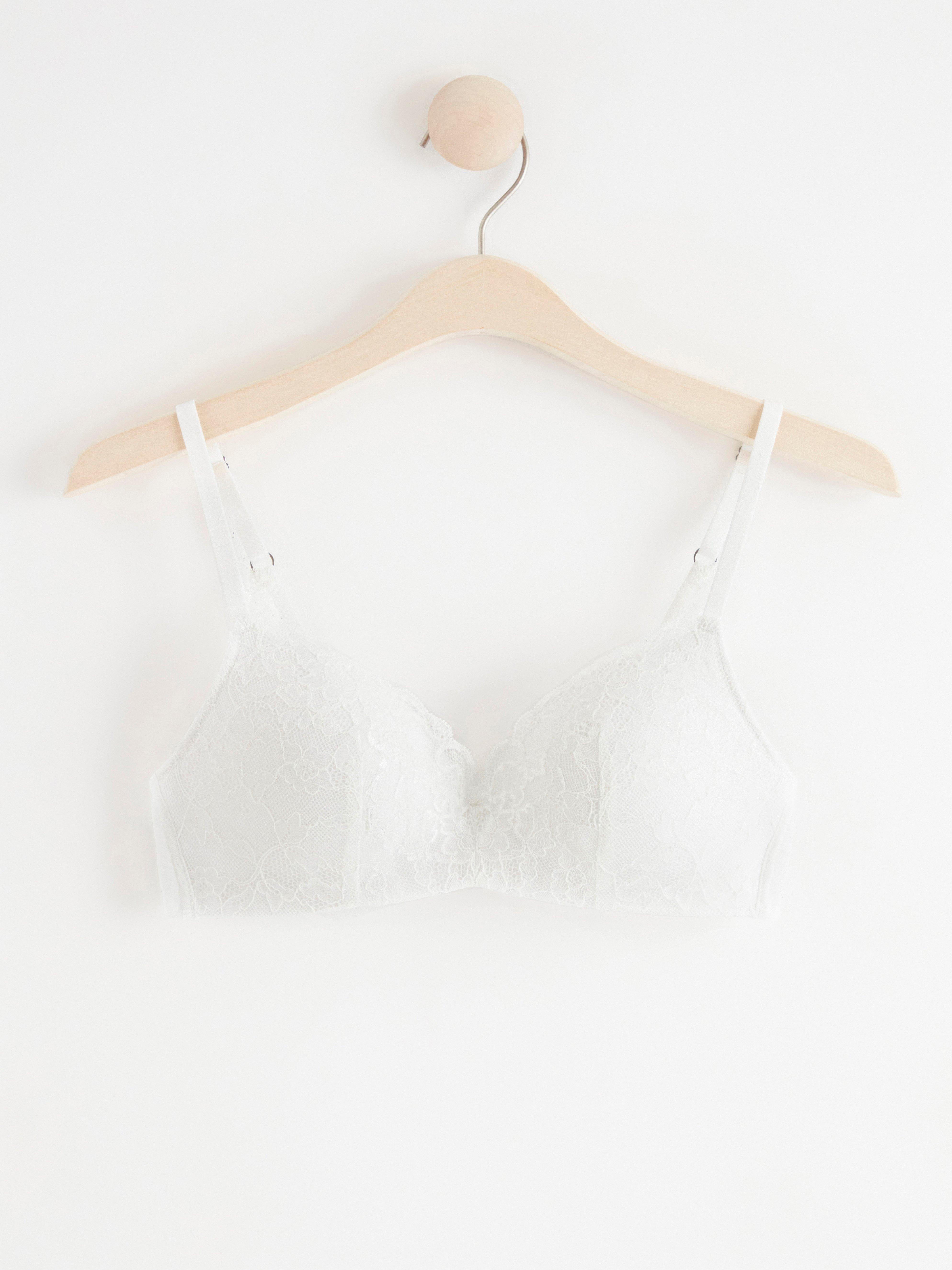 Flora wirefree bra with lace White