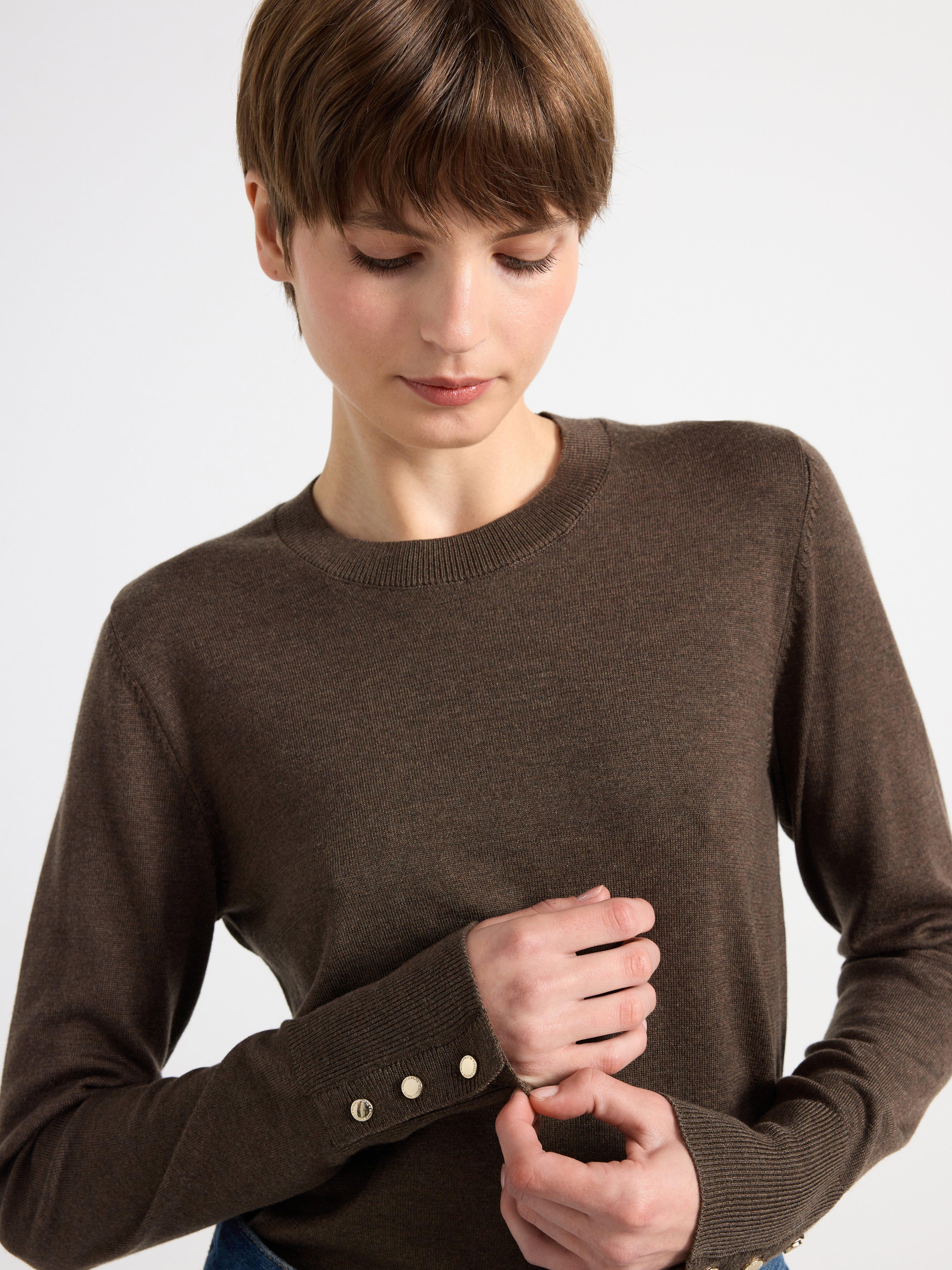 Jumper fine-knitted Dark brown melange