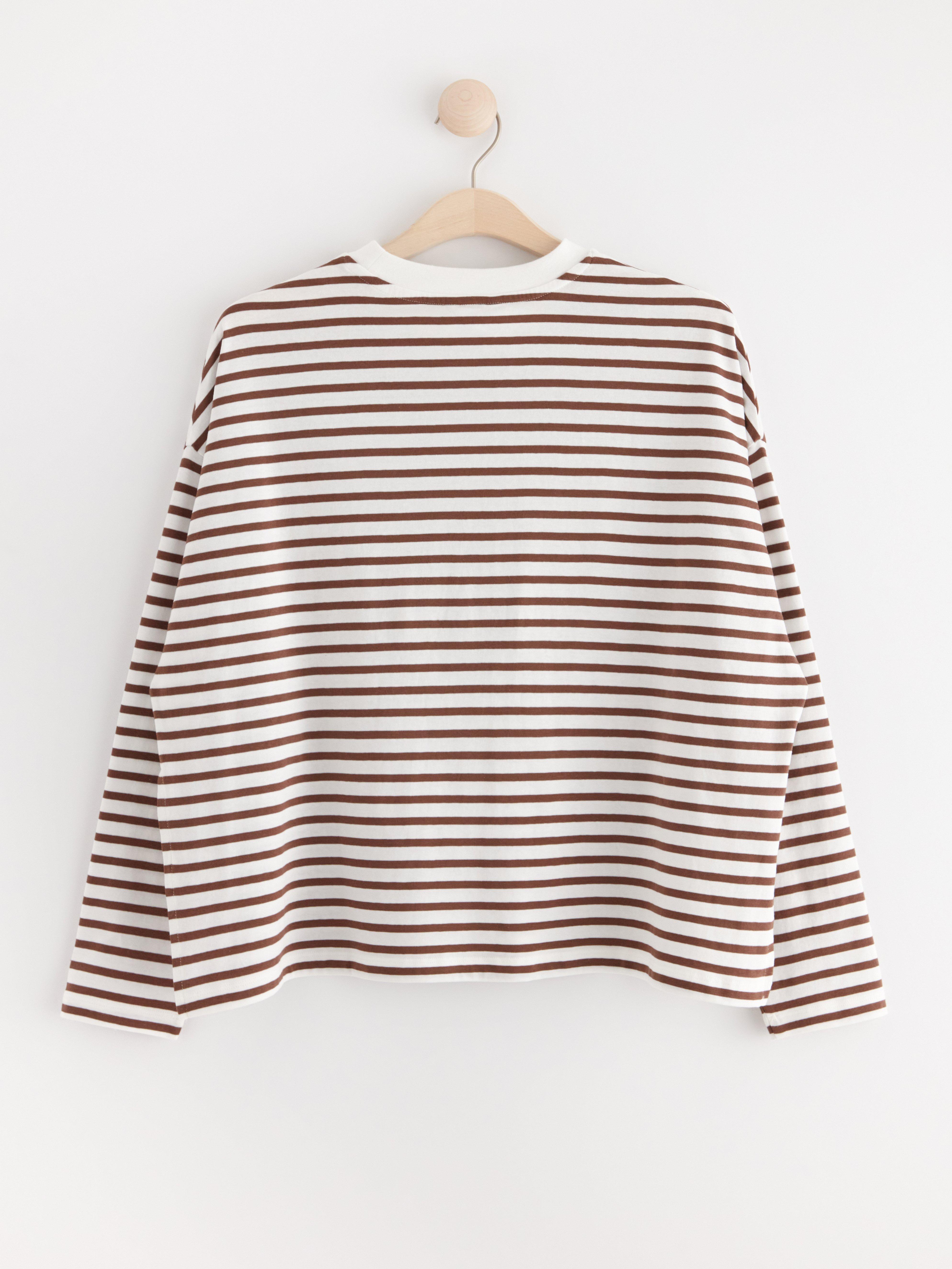 MOM Long sleeved top with stripes Dark brown