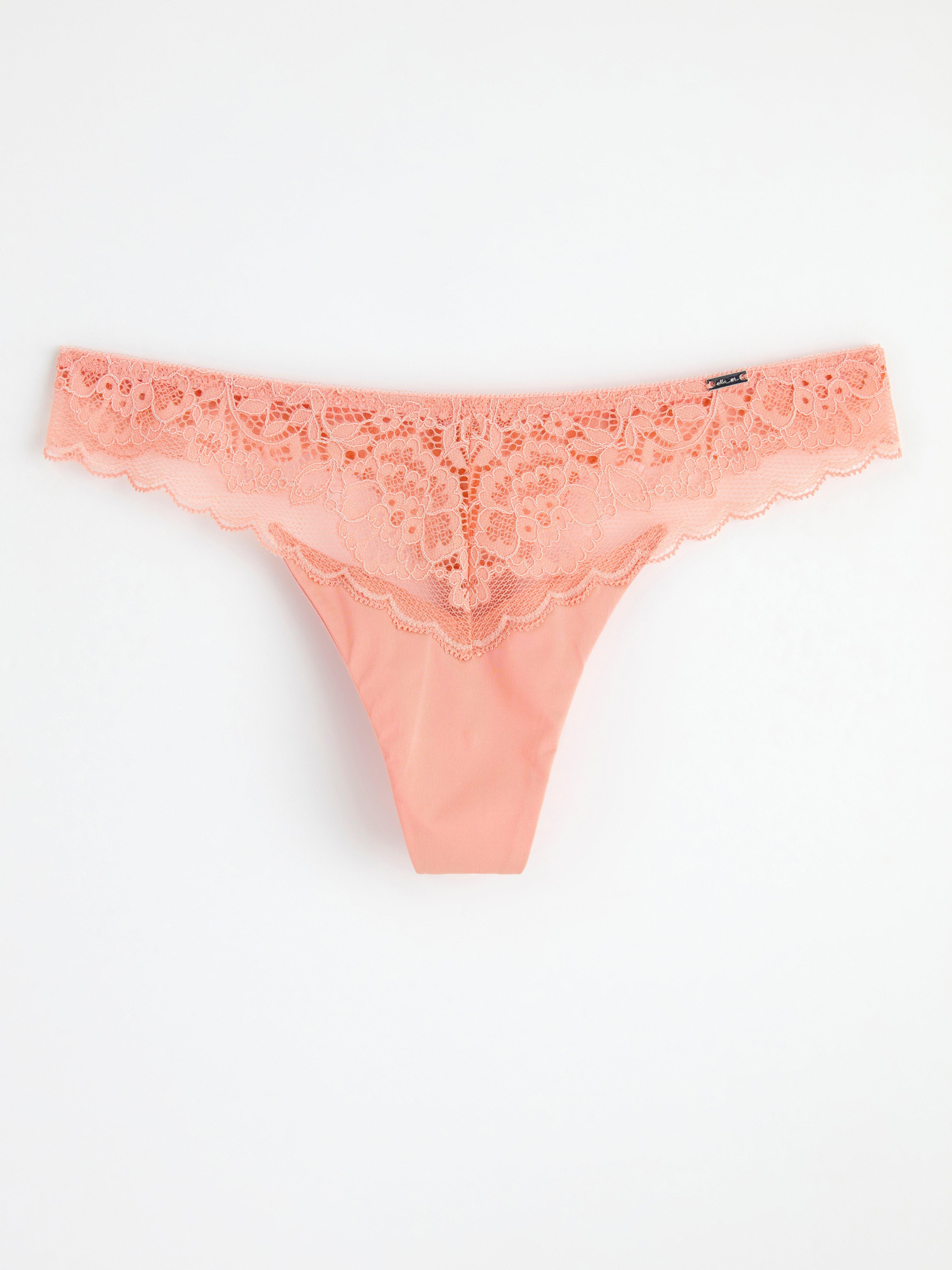 Thong low waist with lace Light dusty coral