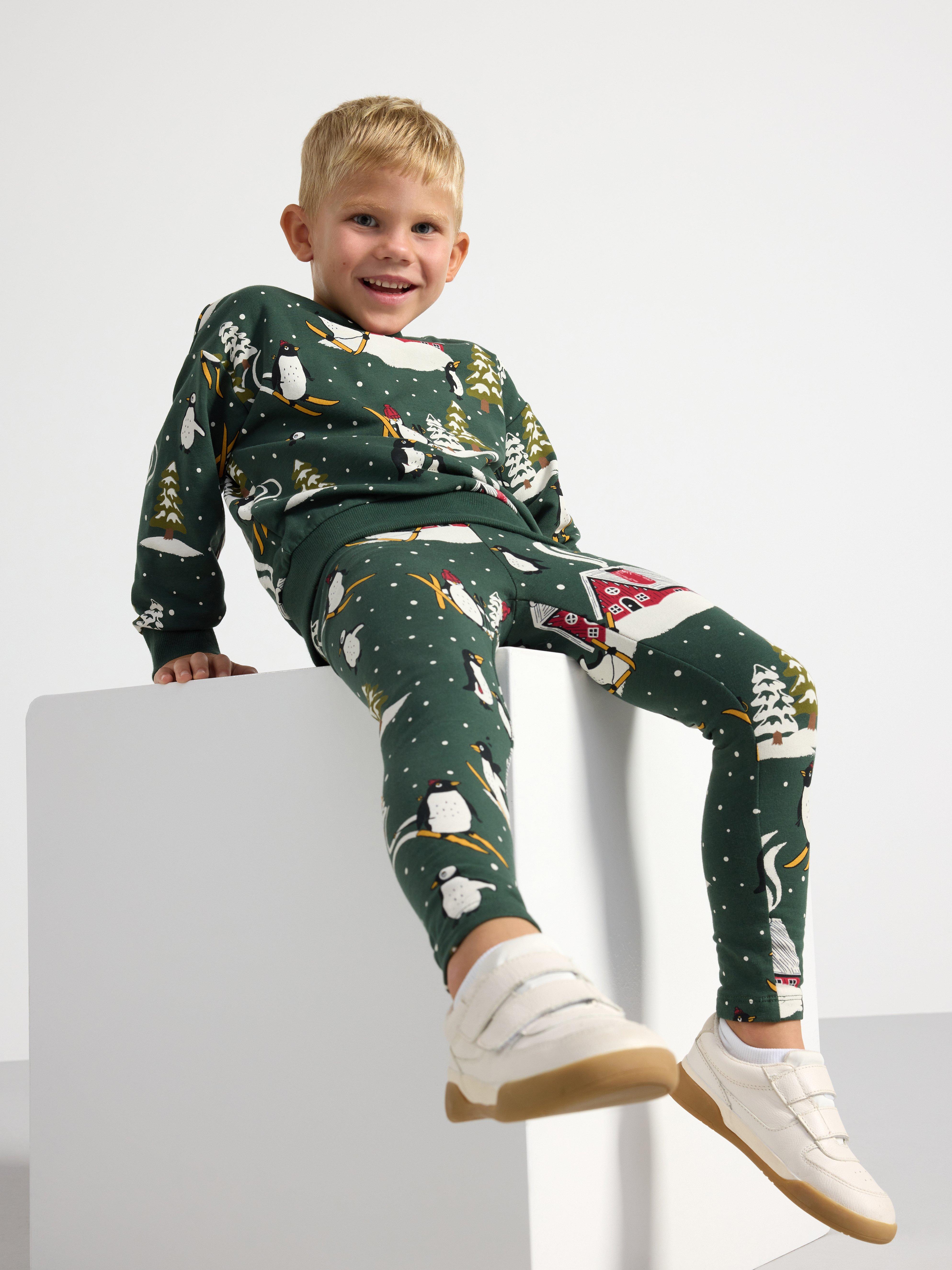 Leggings with penguins Dark Dusty Green