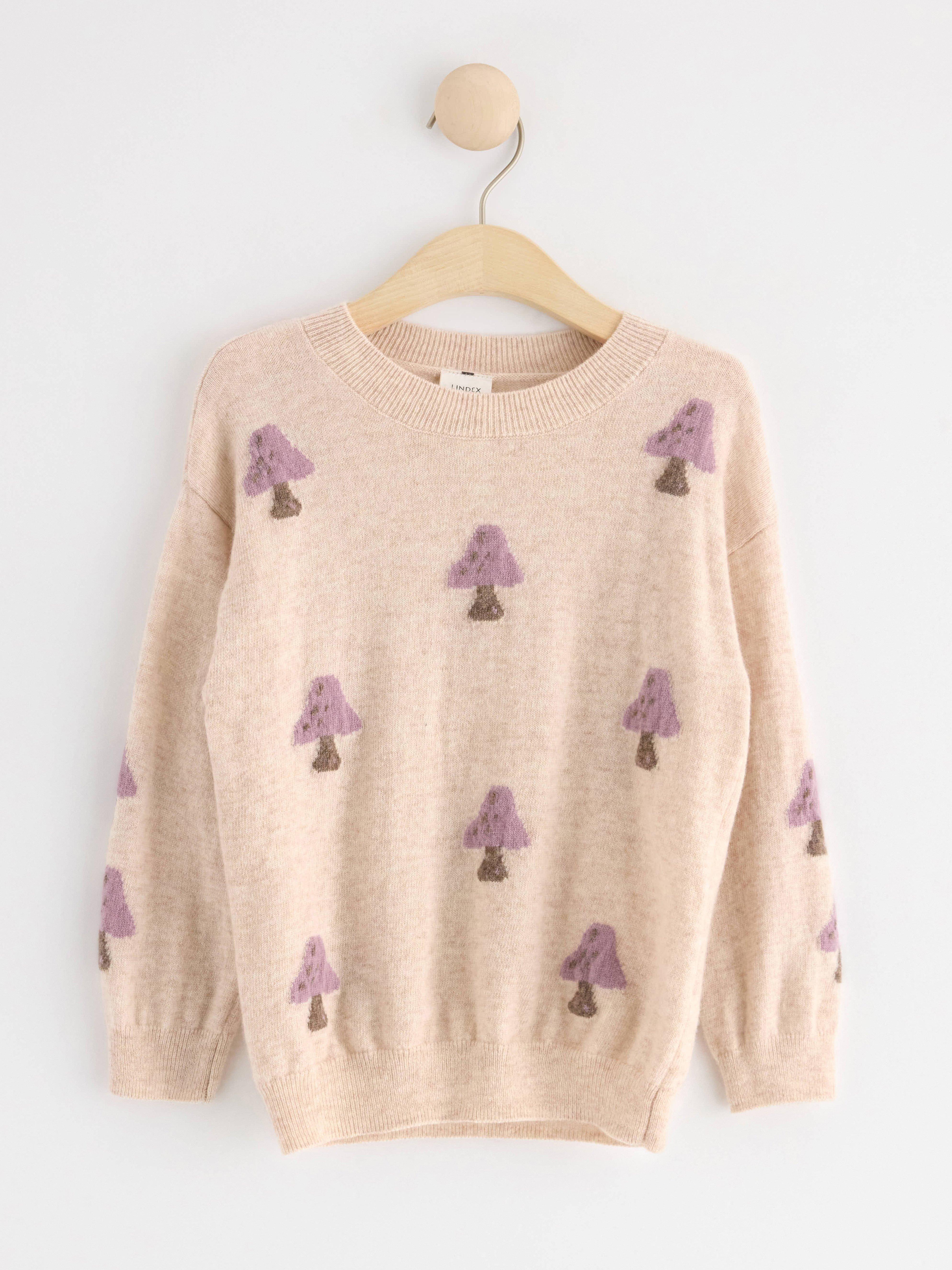 Knitted jumper in Merino wool Beige Melange