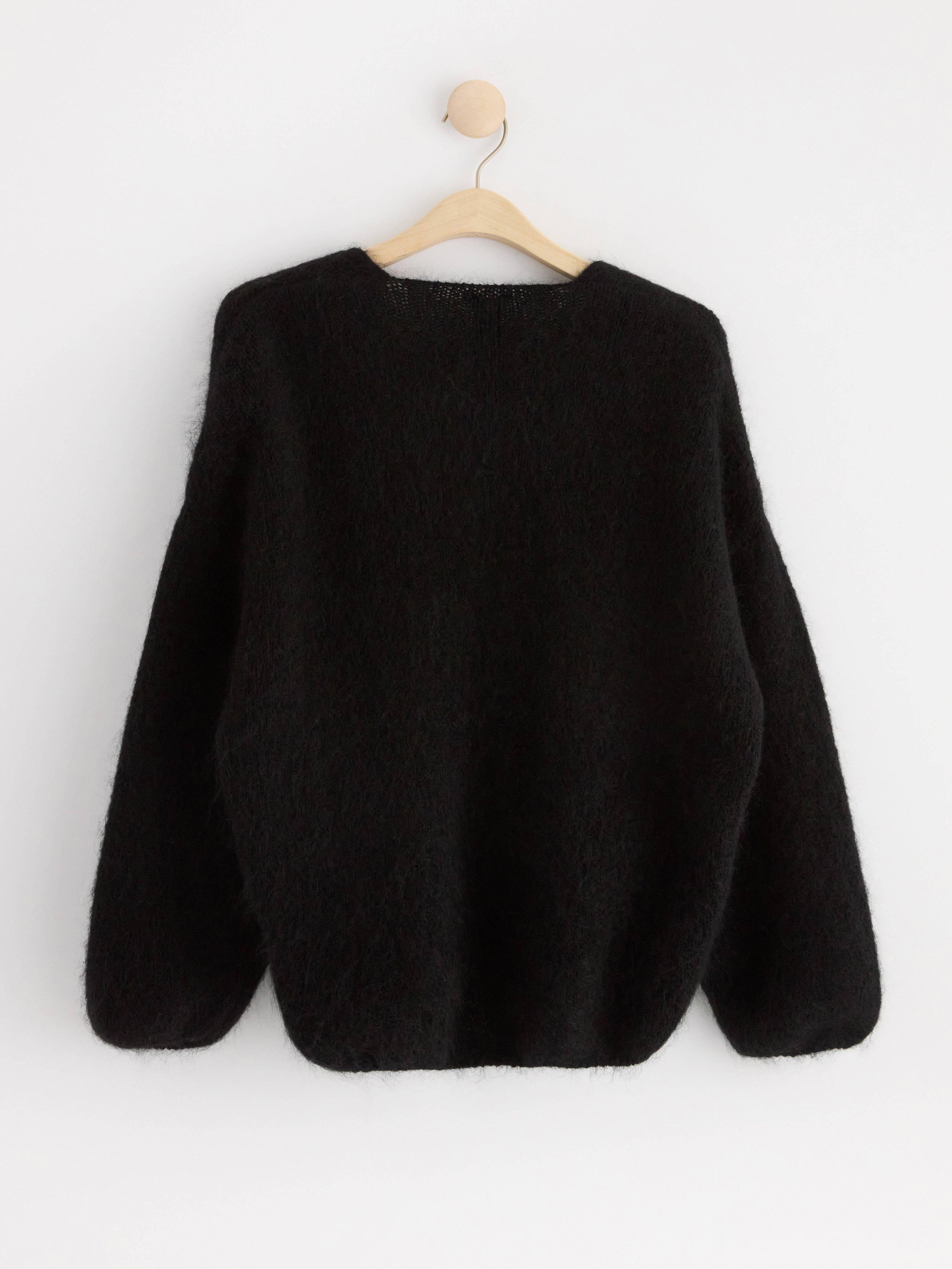 Knitted cardigan in mohair blend Black