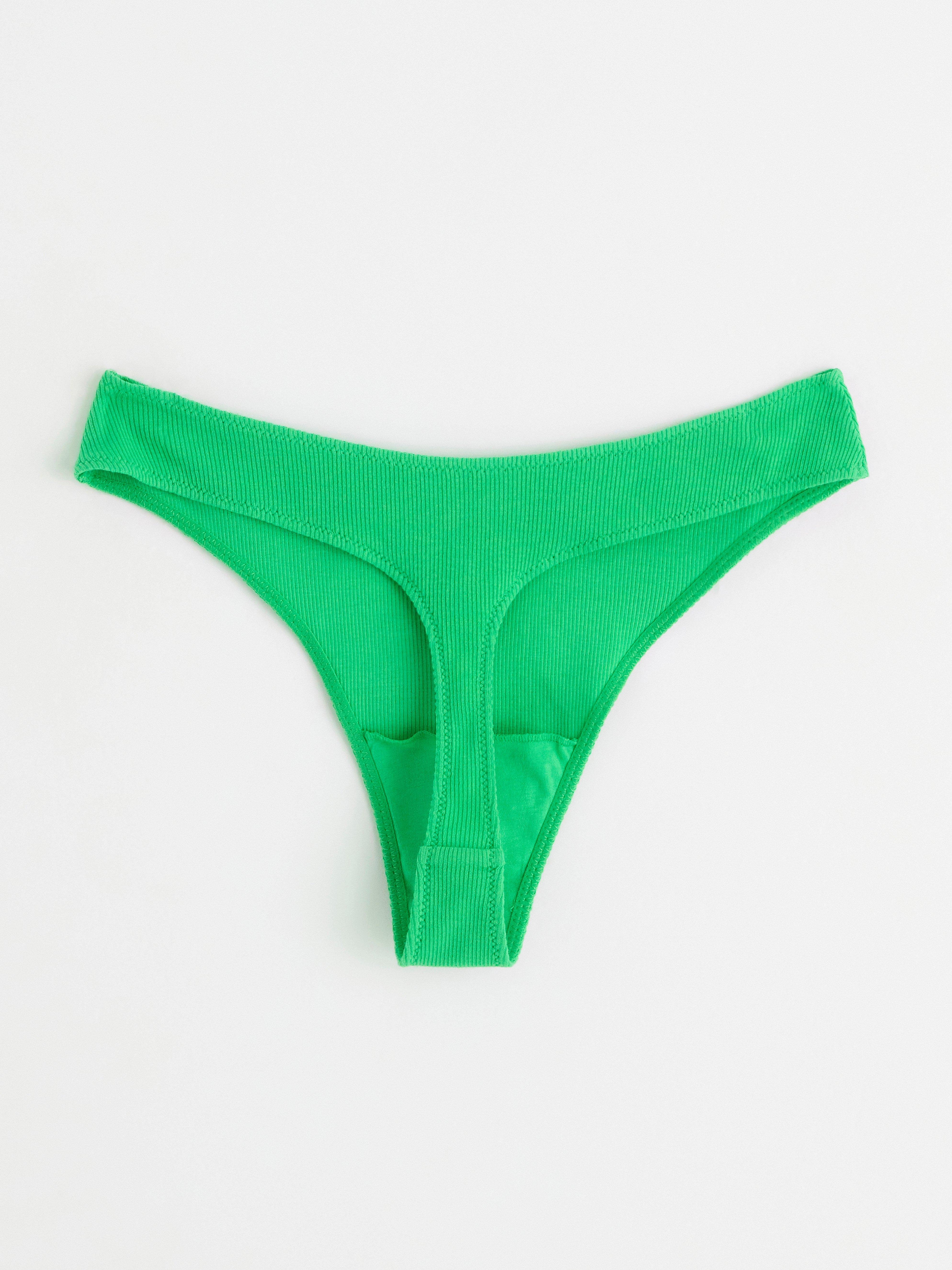 Ribbed thong low Green
