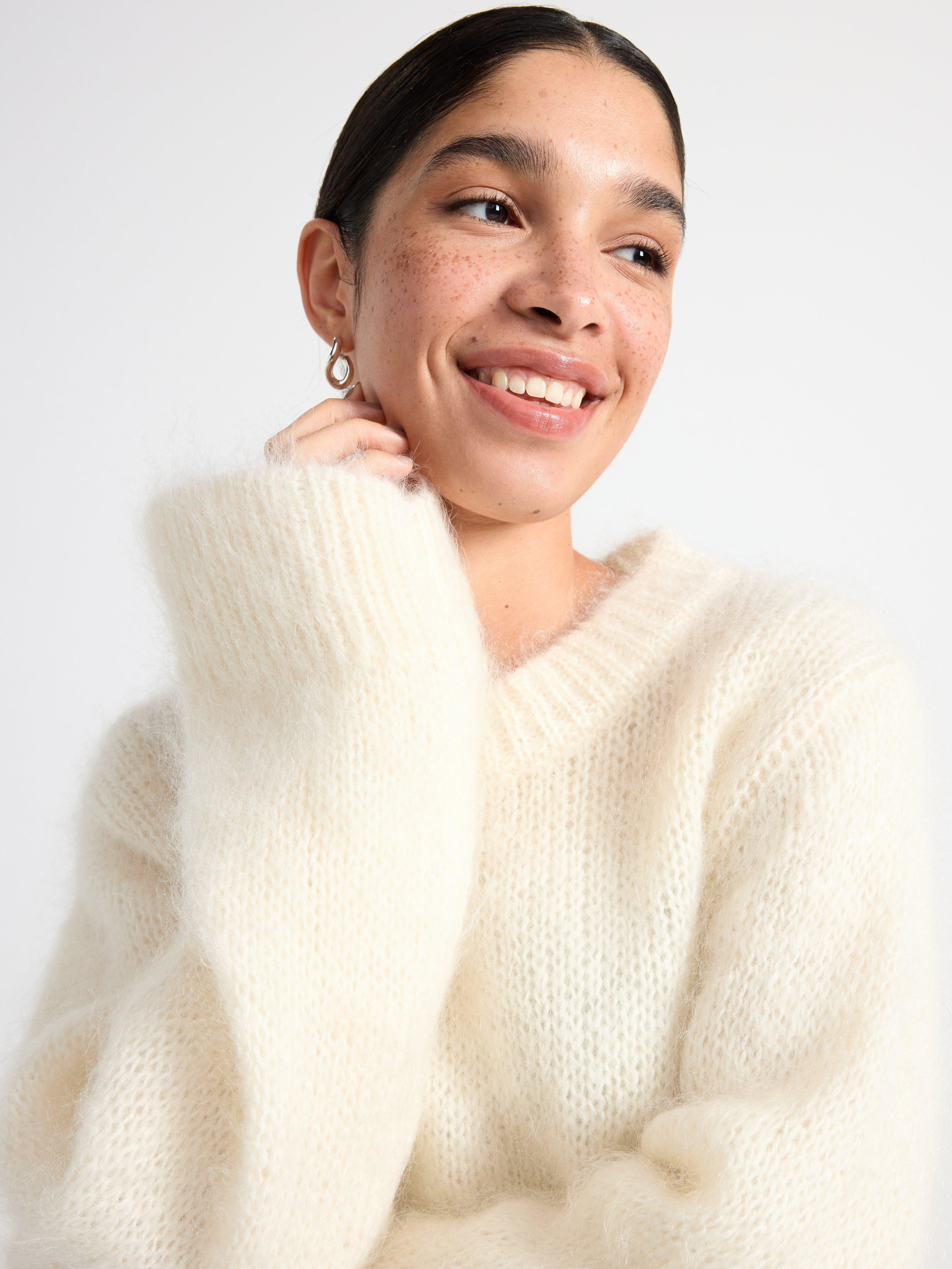 Jumper in wool and mohair blend Off White