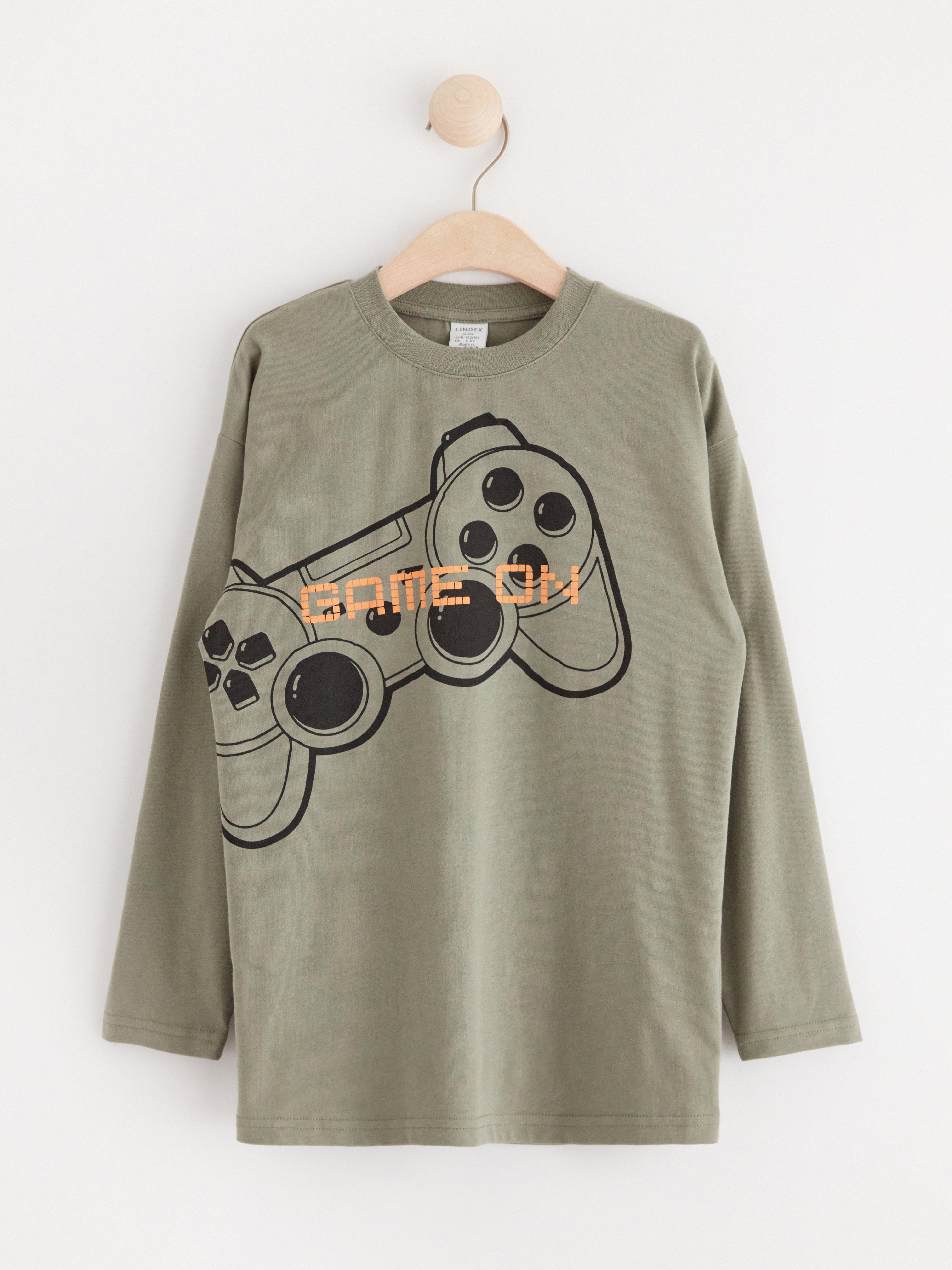 Top with print Light Dusty Khaki