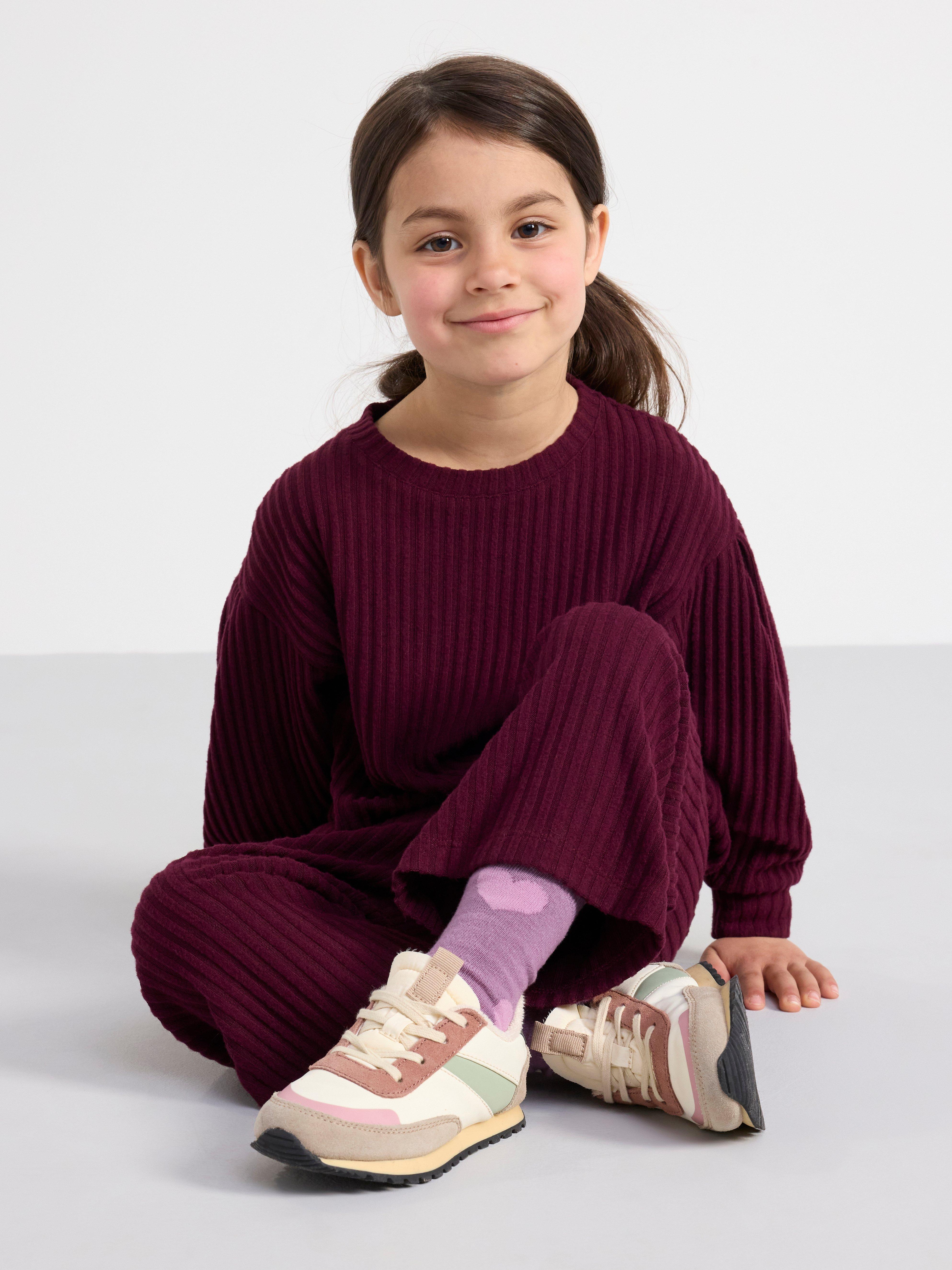 Cropped ribbed trousers Dark Lilac