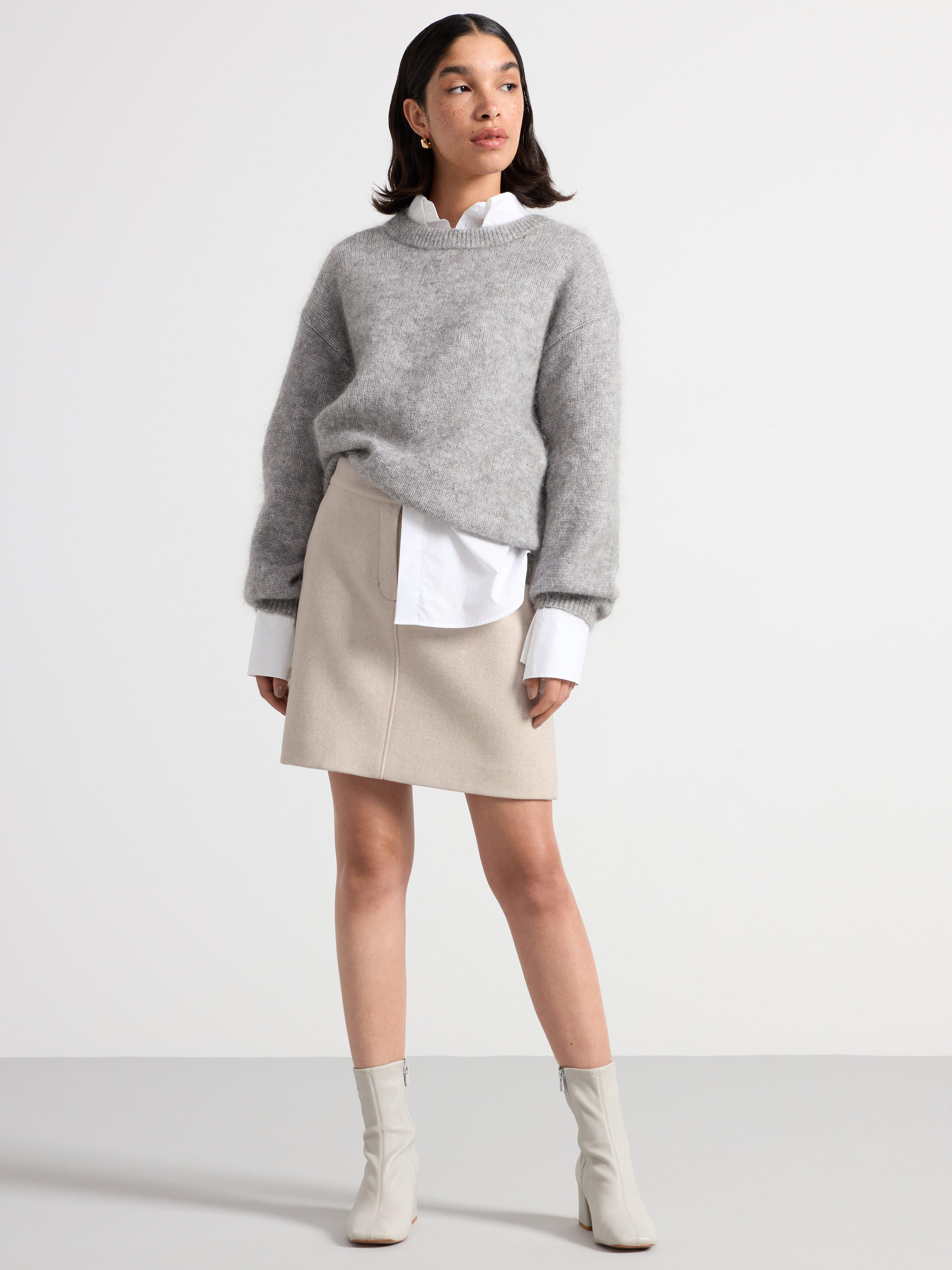 Skirt in wool blend beige