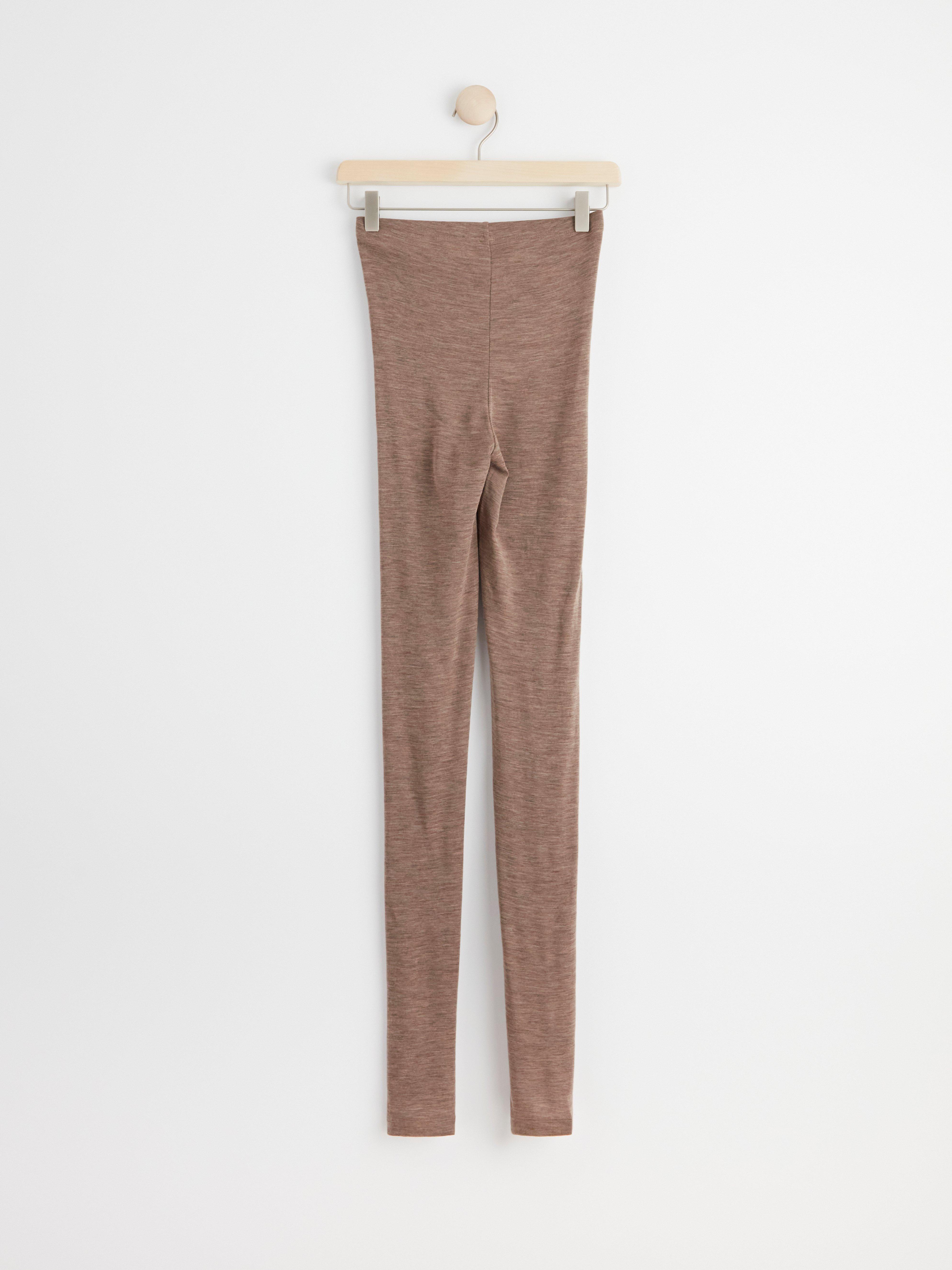 Leggings in merino wool Brown melange