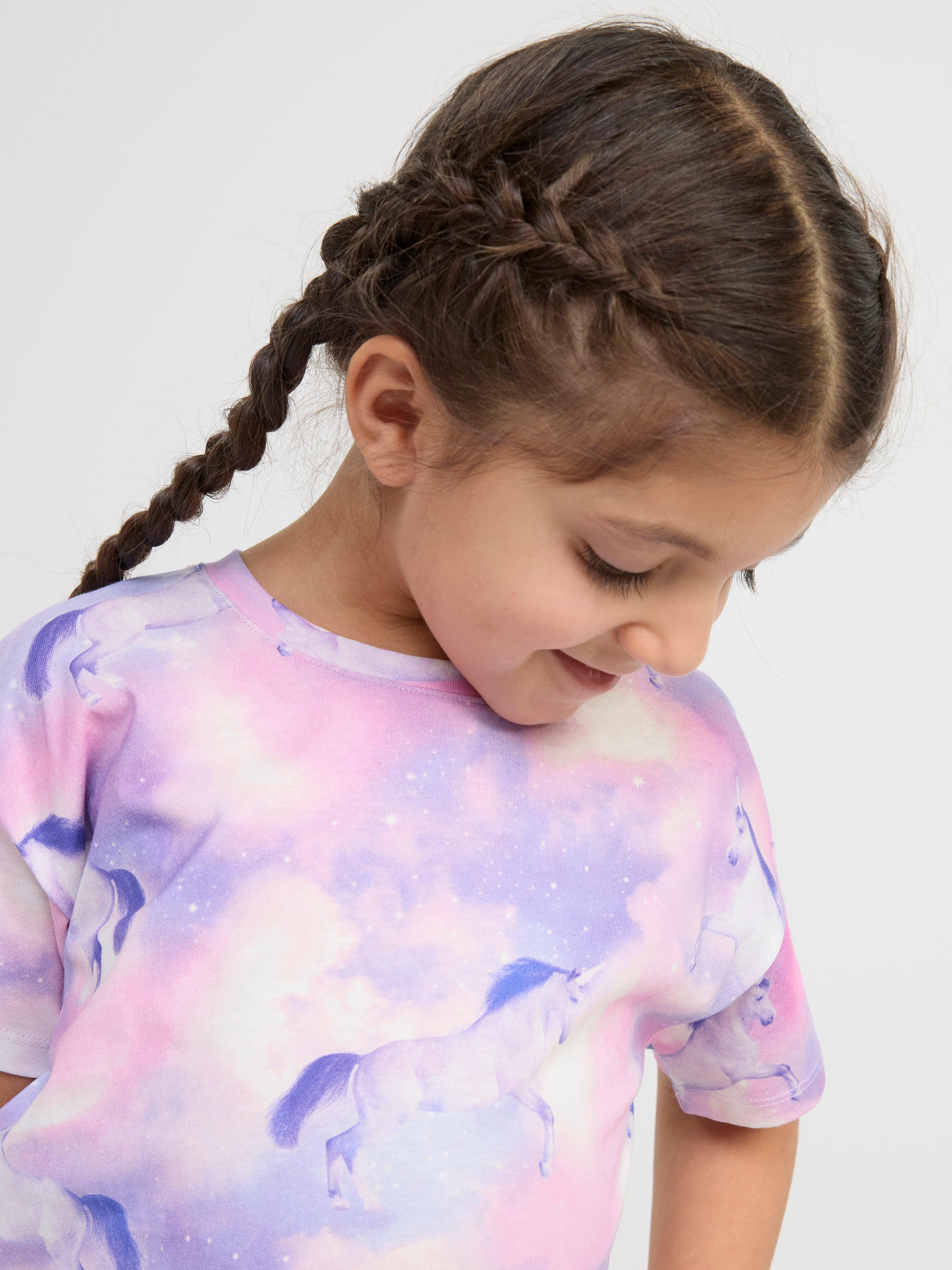 Short sleeve top with unicorns Light Dusty White