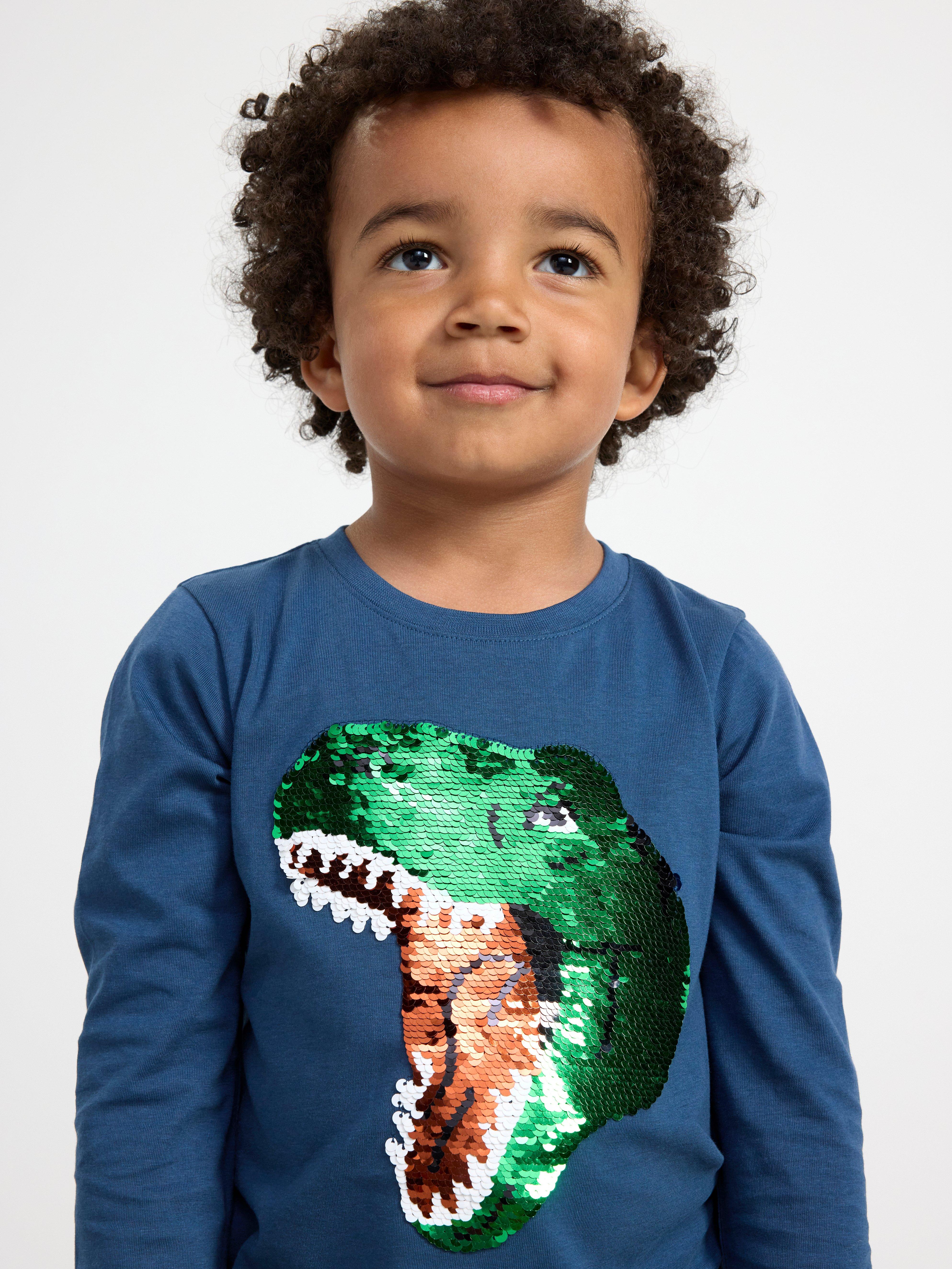 Long sleeve top with reversible sequins Dark Dusty Blue