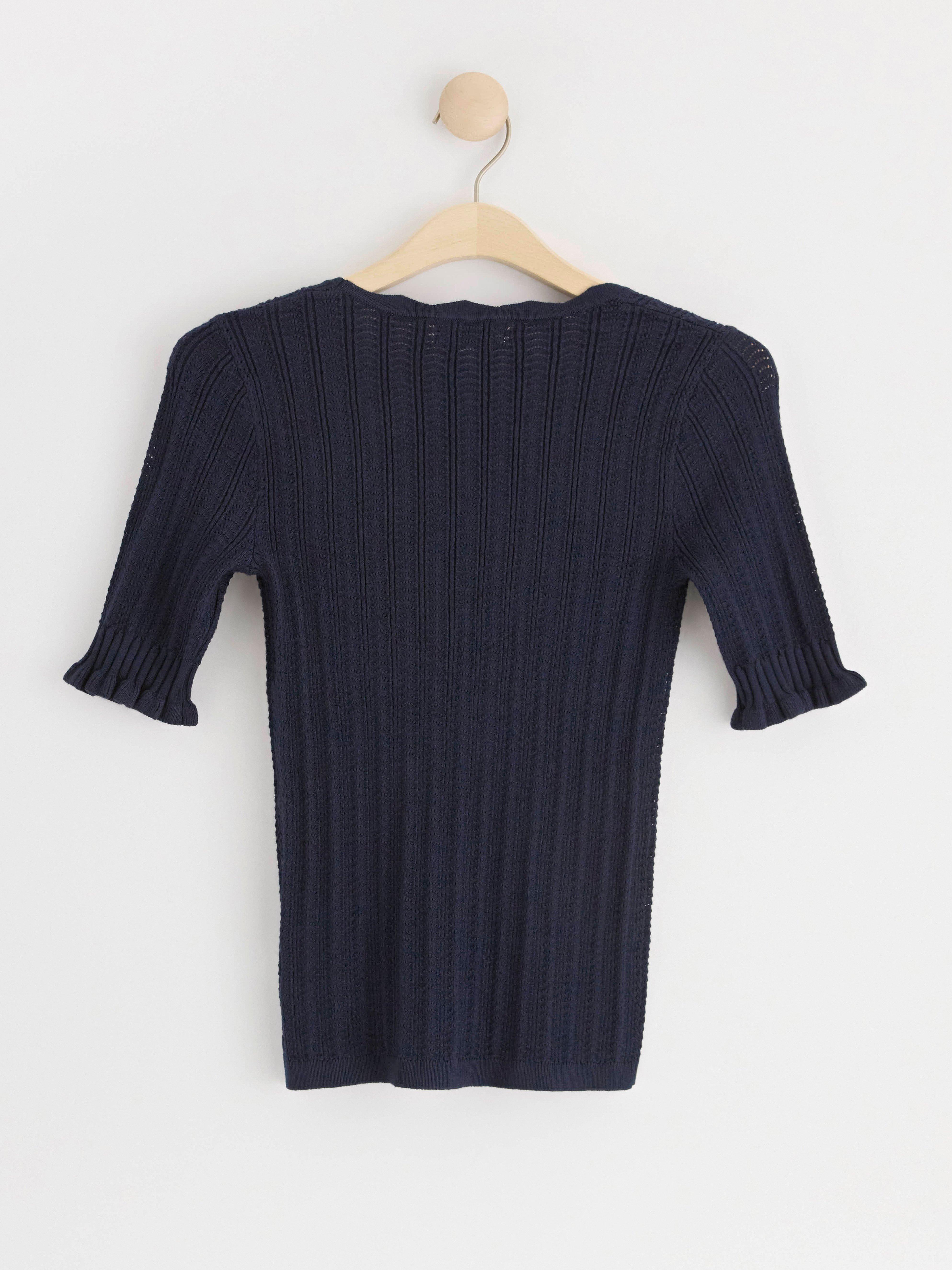 Short sleeve knitted top Navy