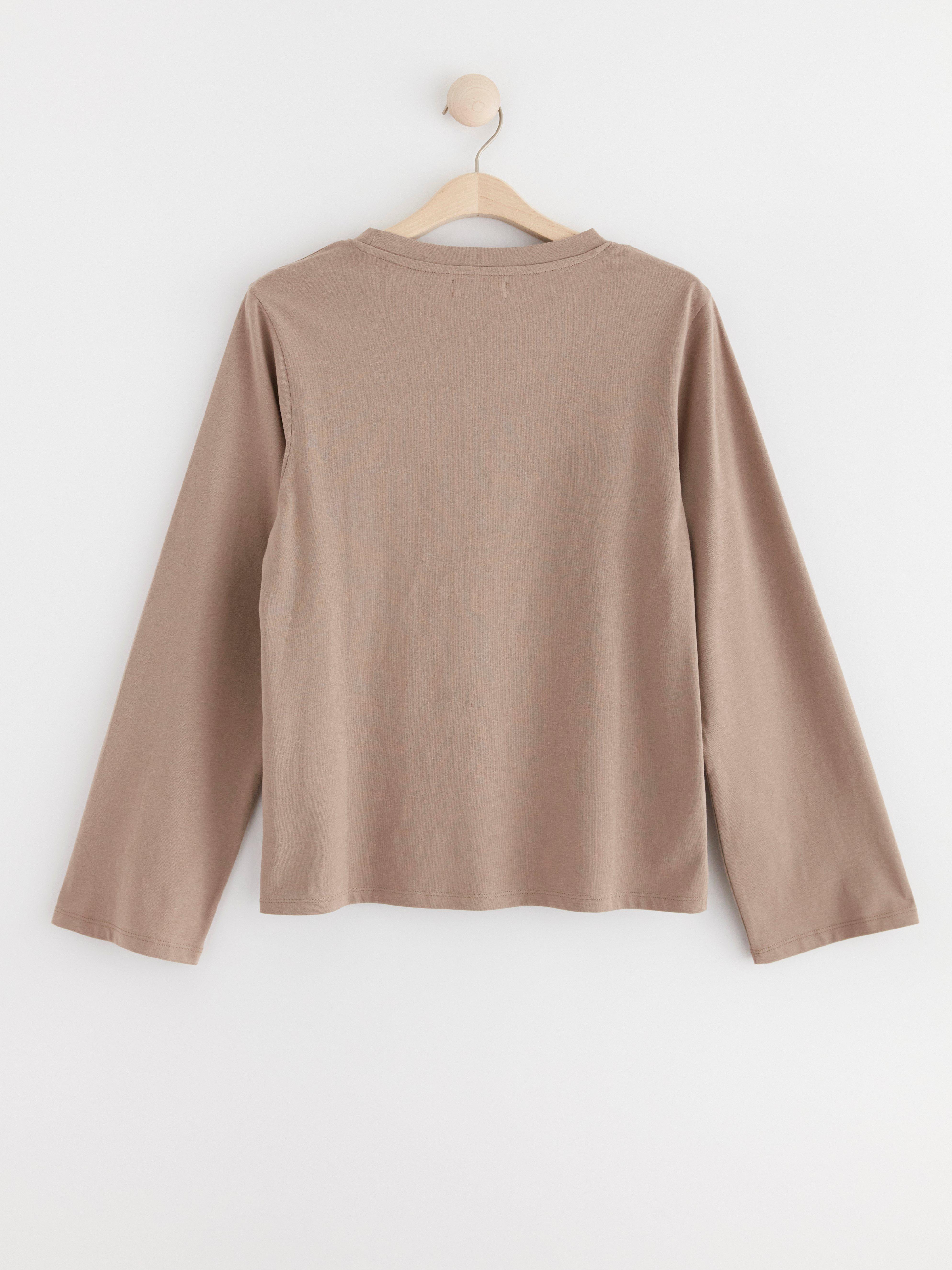 Long sleeve top in cotton Light Dusty Brown