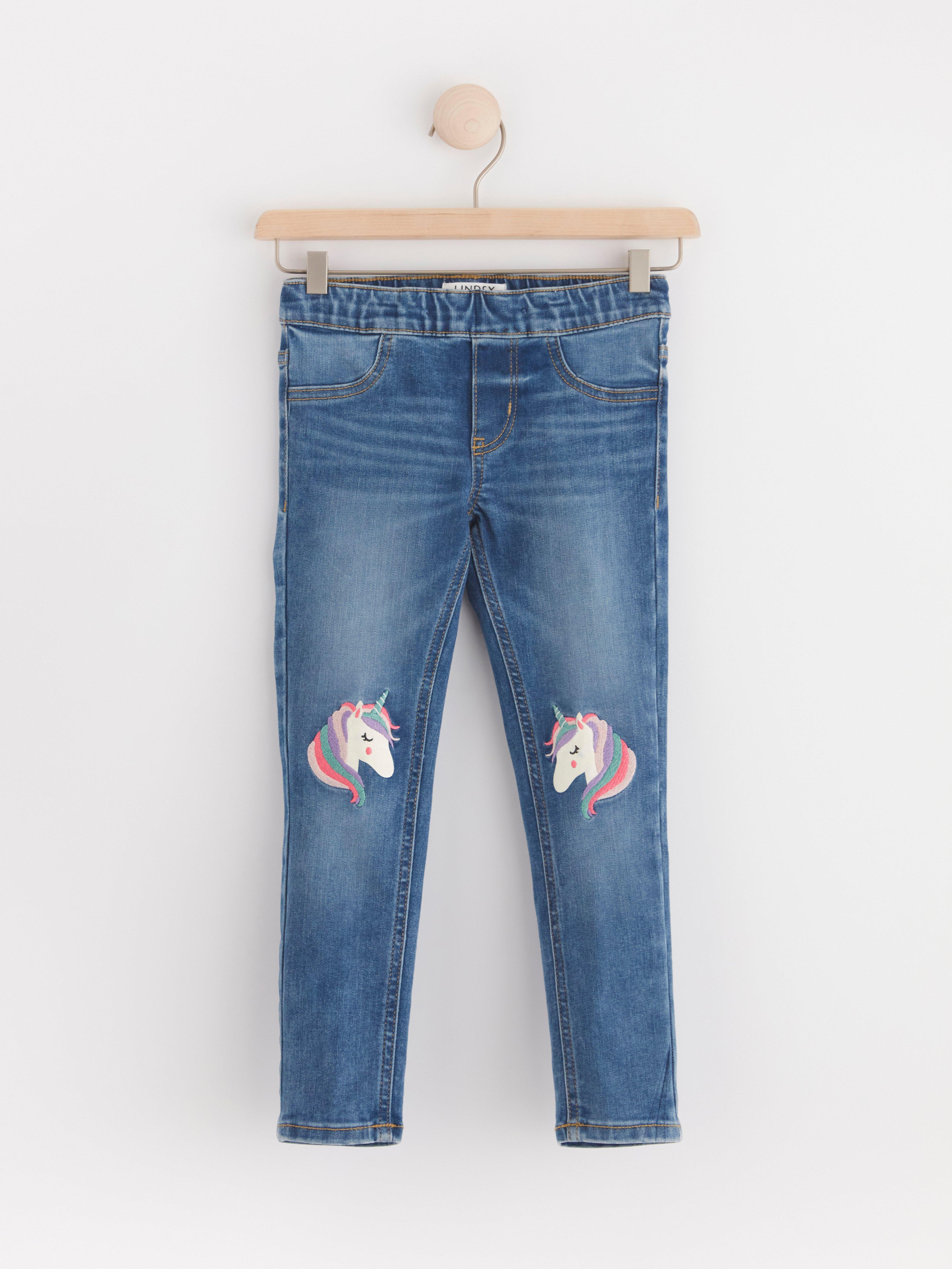 Pull up jeans with unicorns Denim