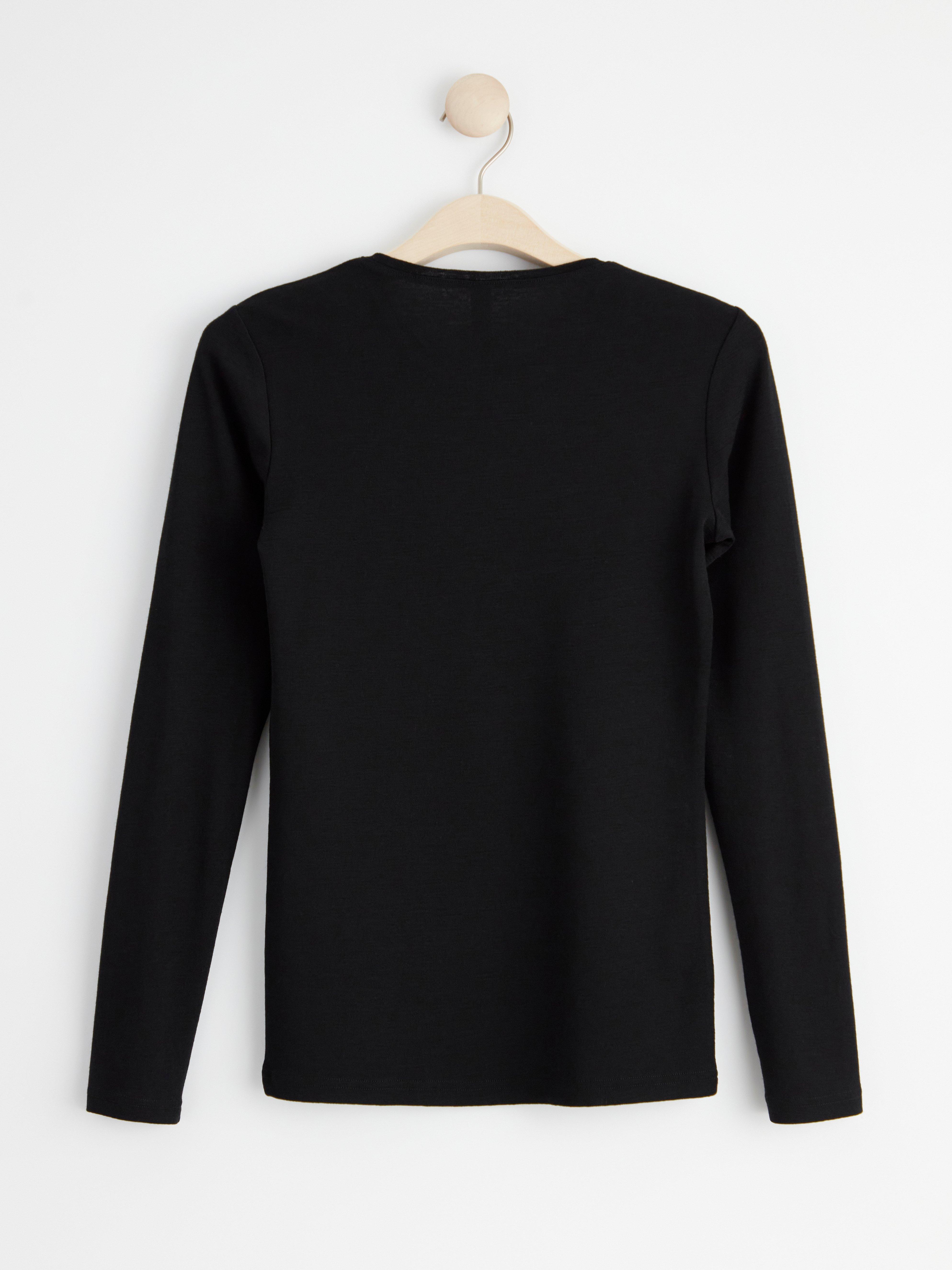 Long sleeve top in merino wool Black