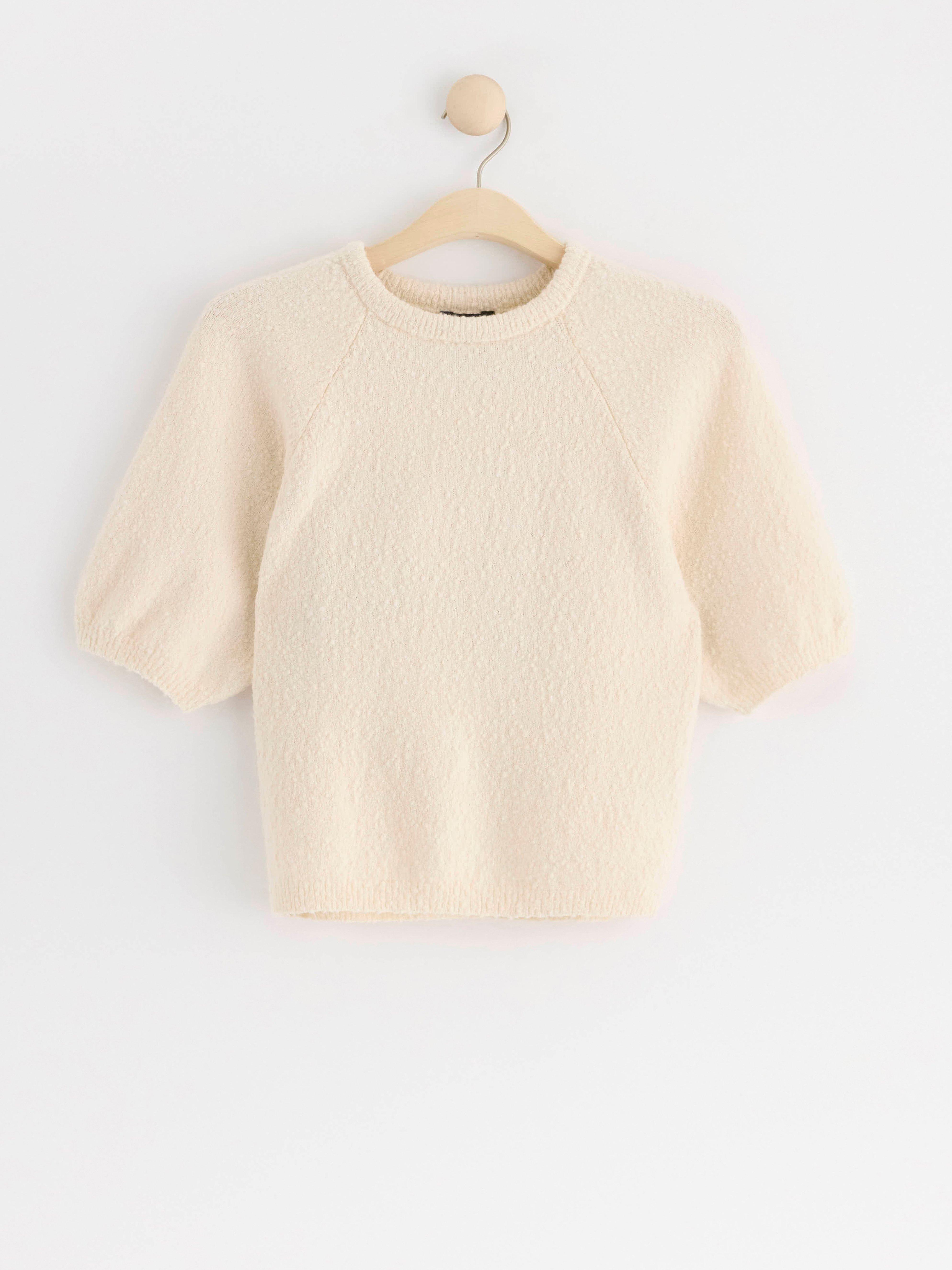 Jumper knitted with short sleeves Light Beige