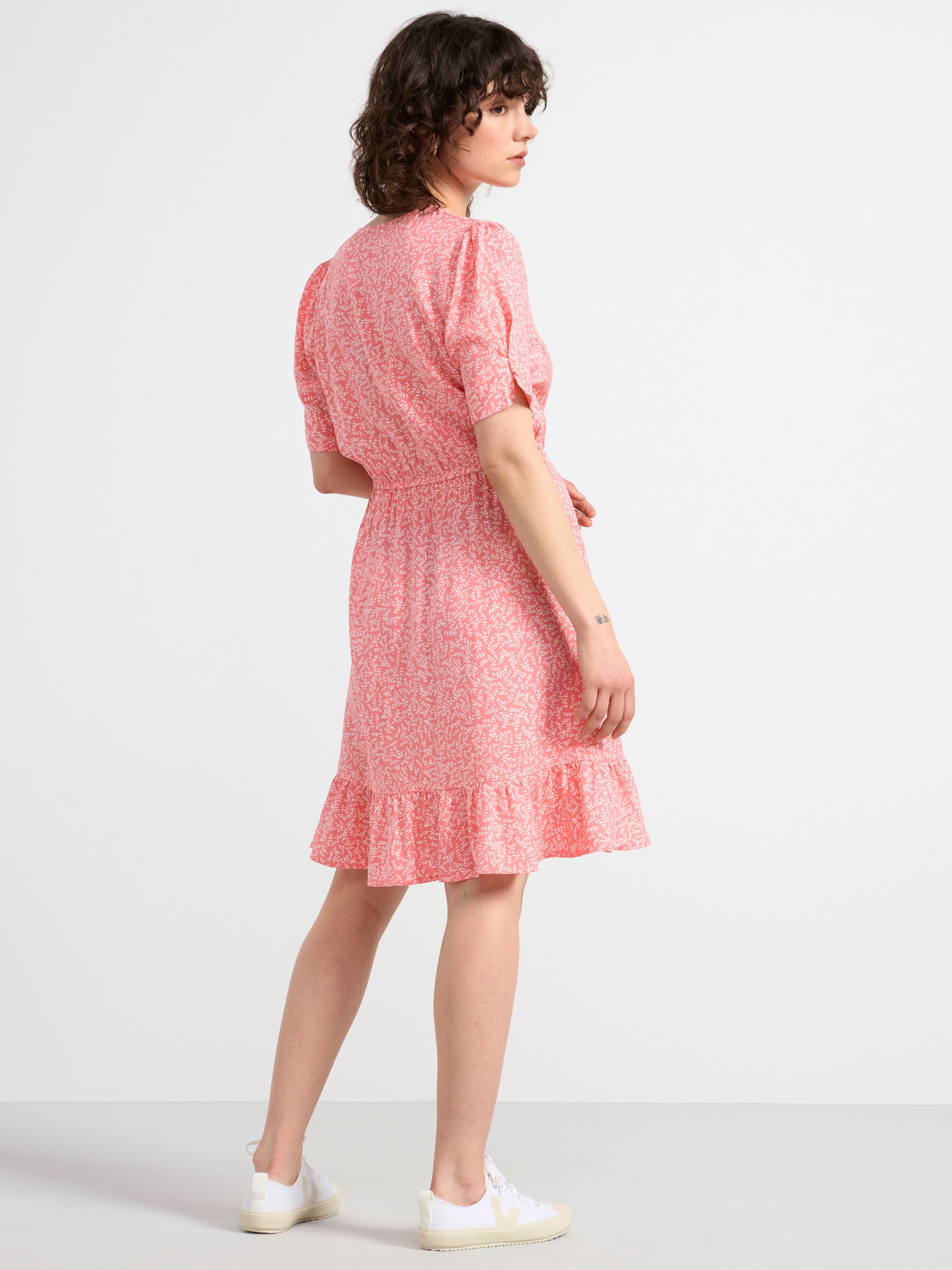 Patterned short sleeve dress Dark Pink