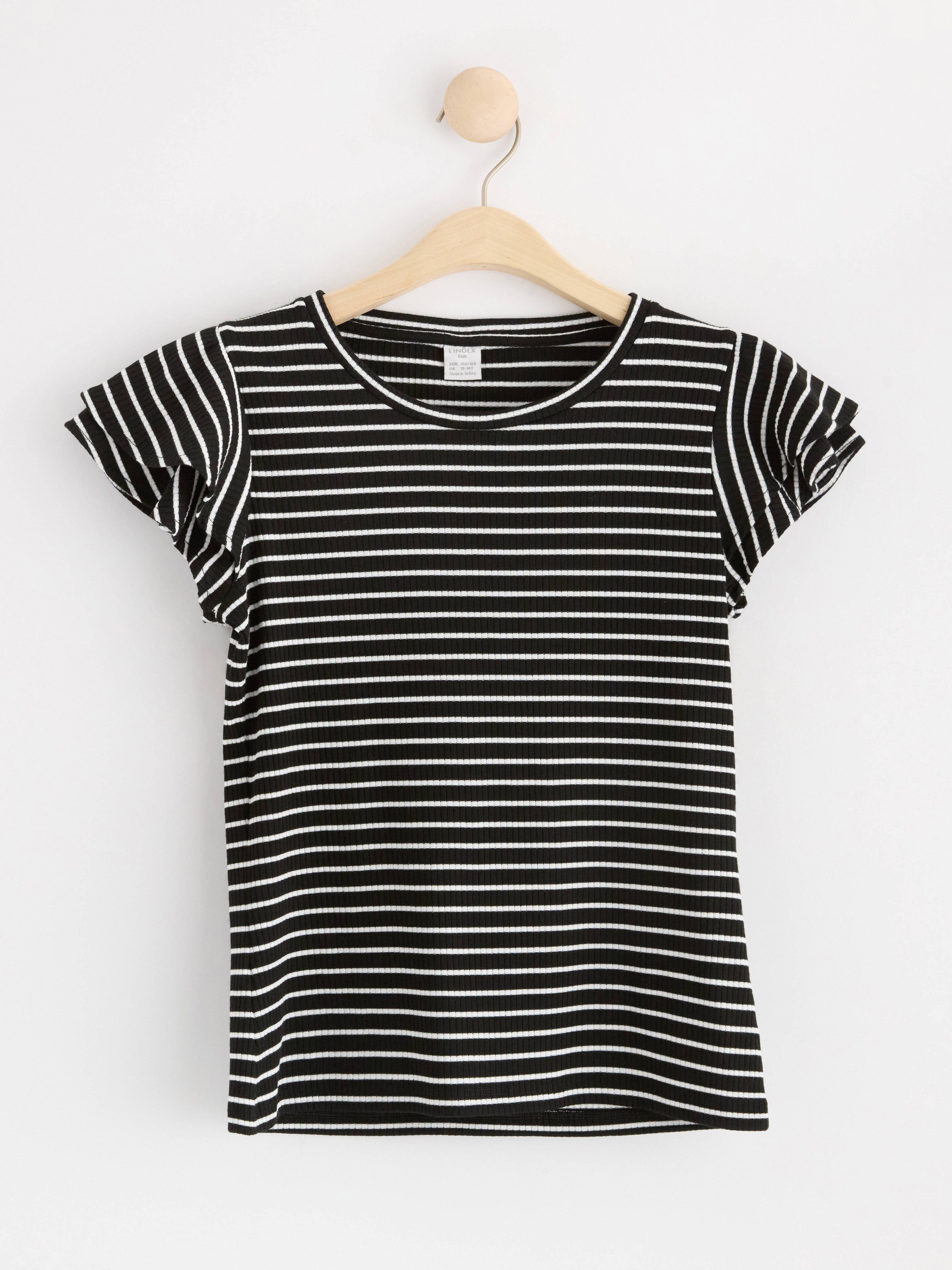 Short sleeve top with flounce Black