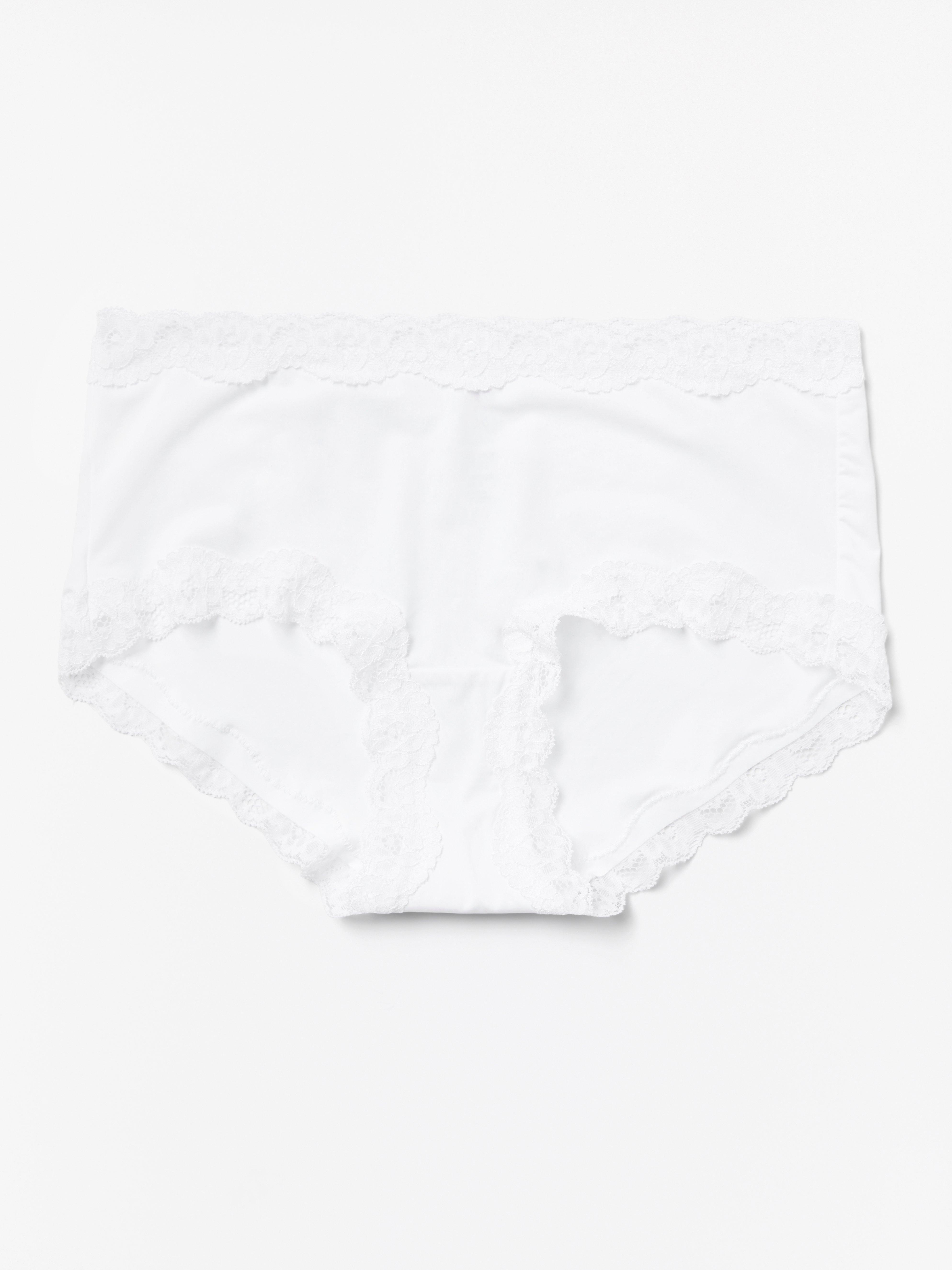 Regular waist brief with lace trim White