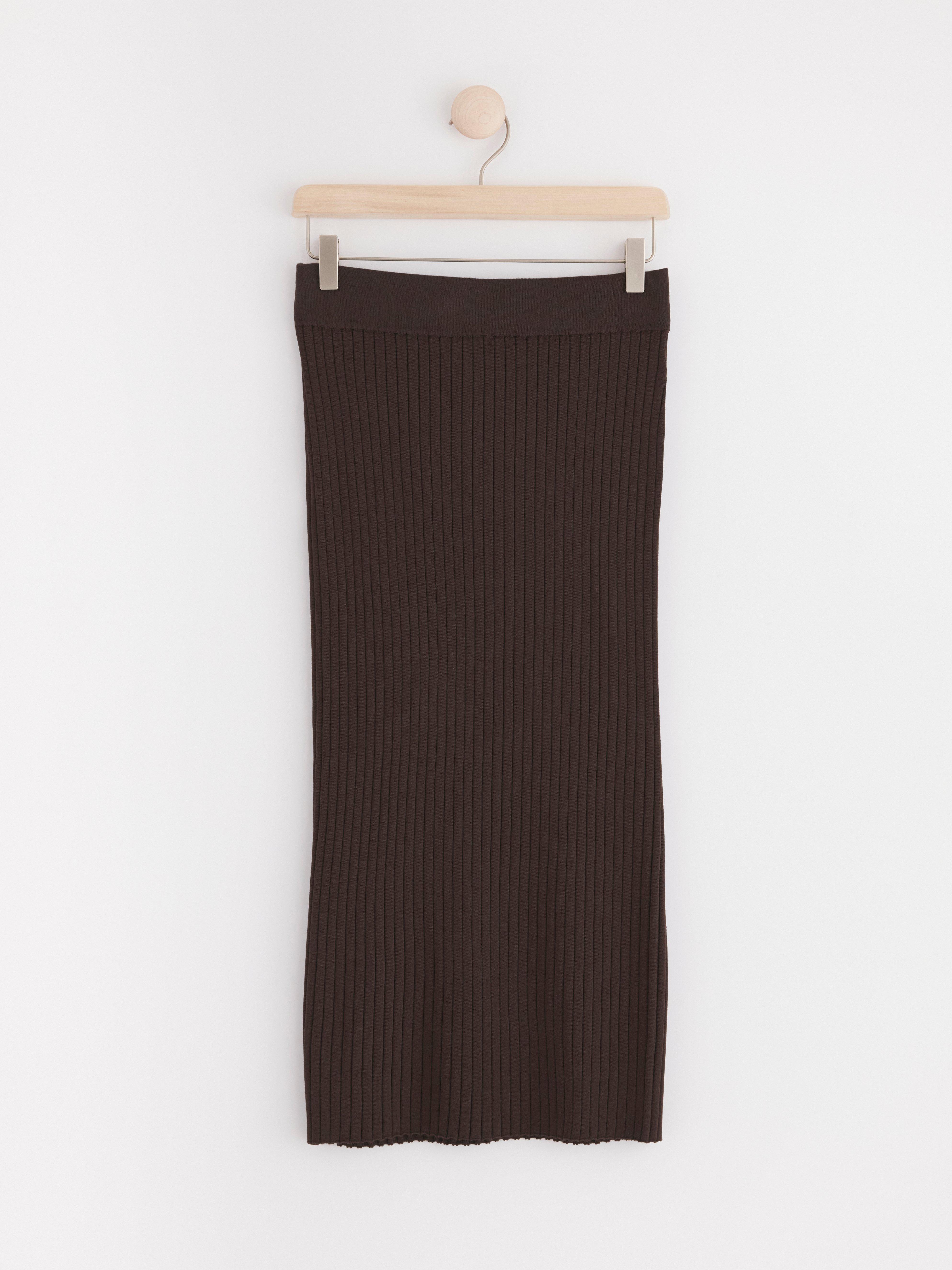 Ribbed midi skirt Brown
