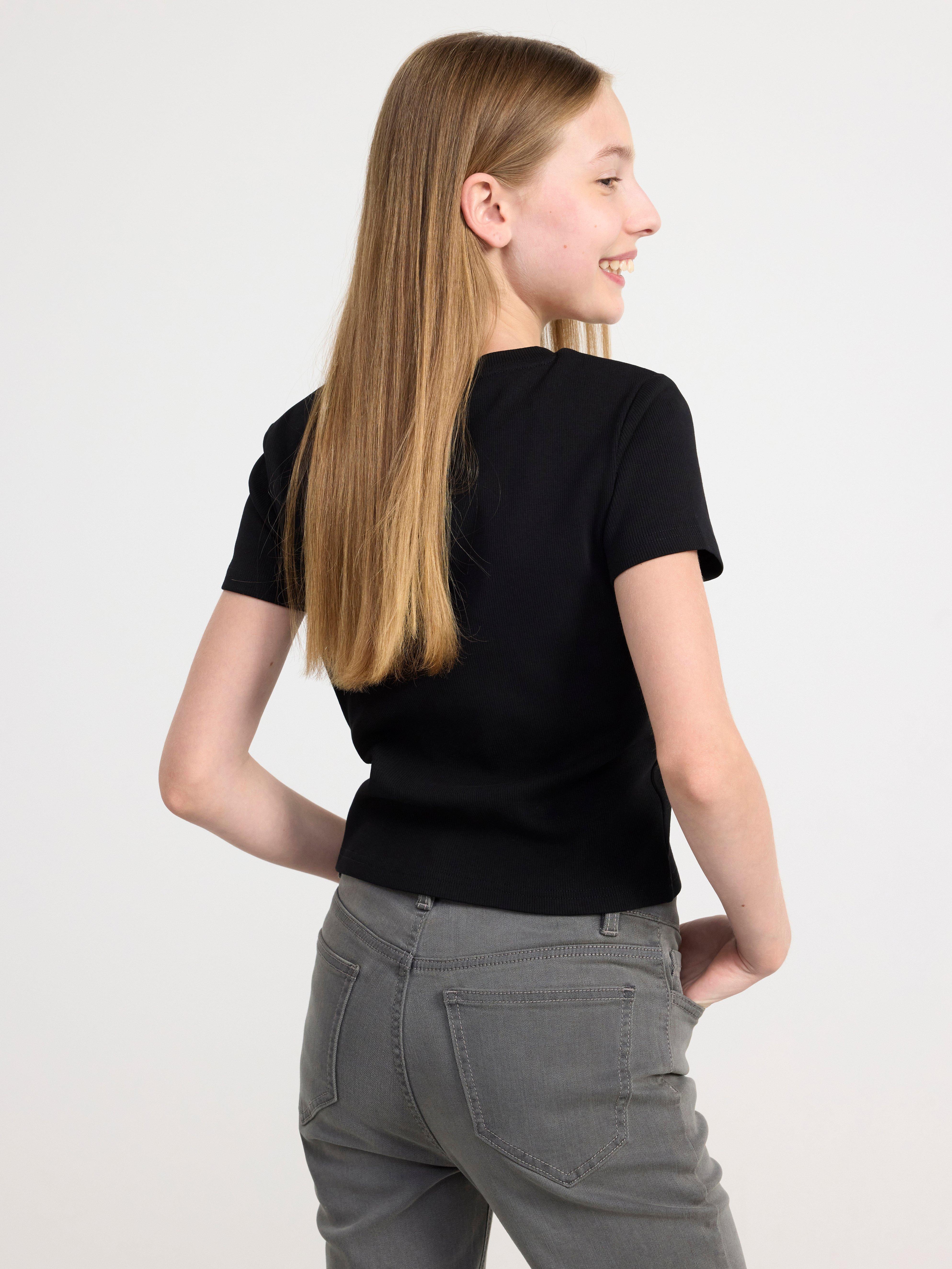 Ribbed cropped top Black