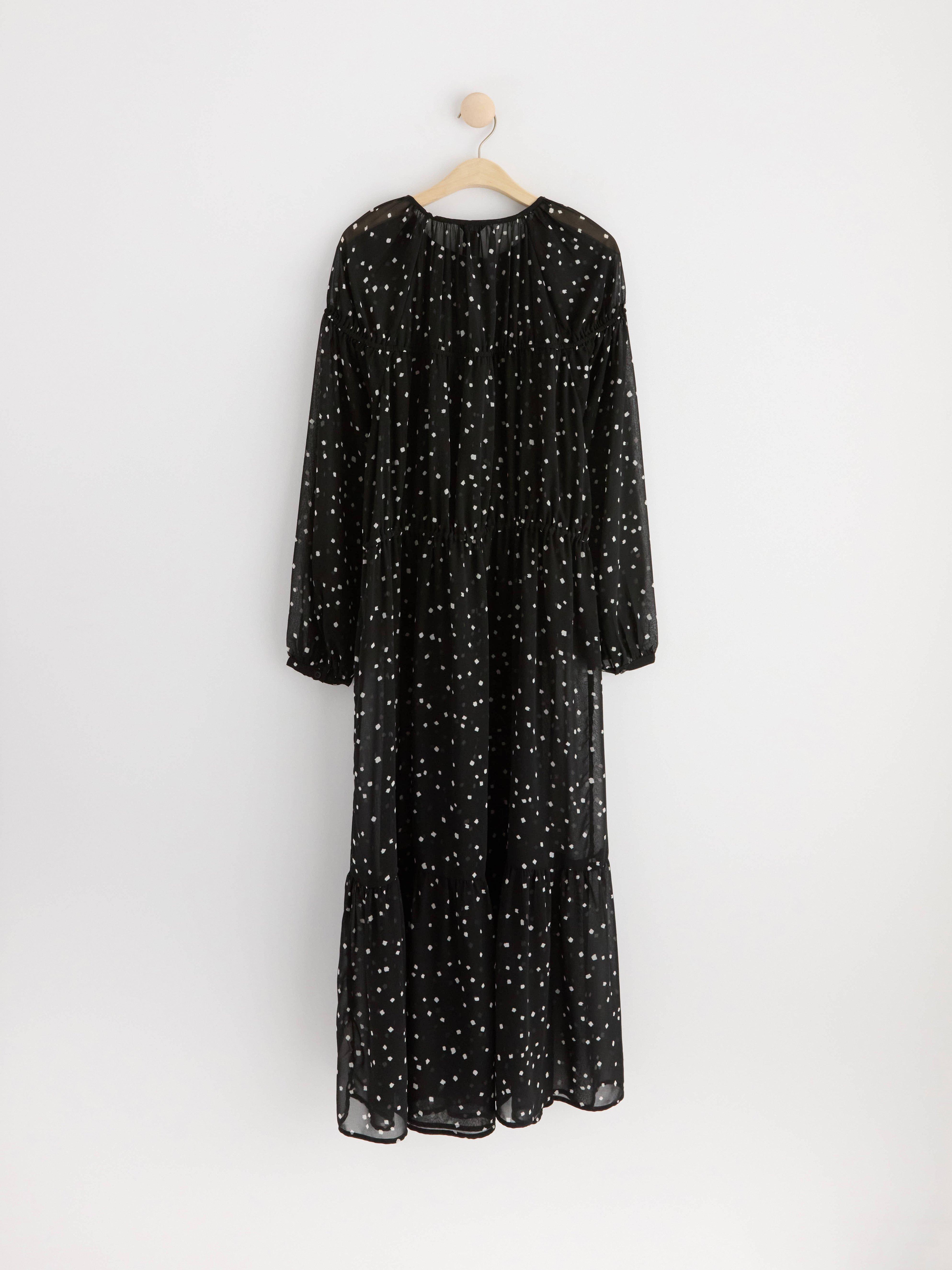 Puff sleeve maxi dress Black