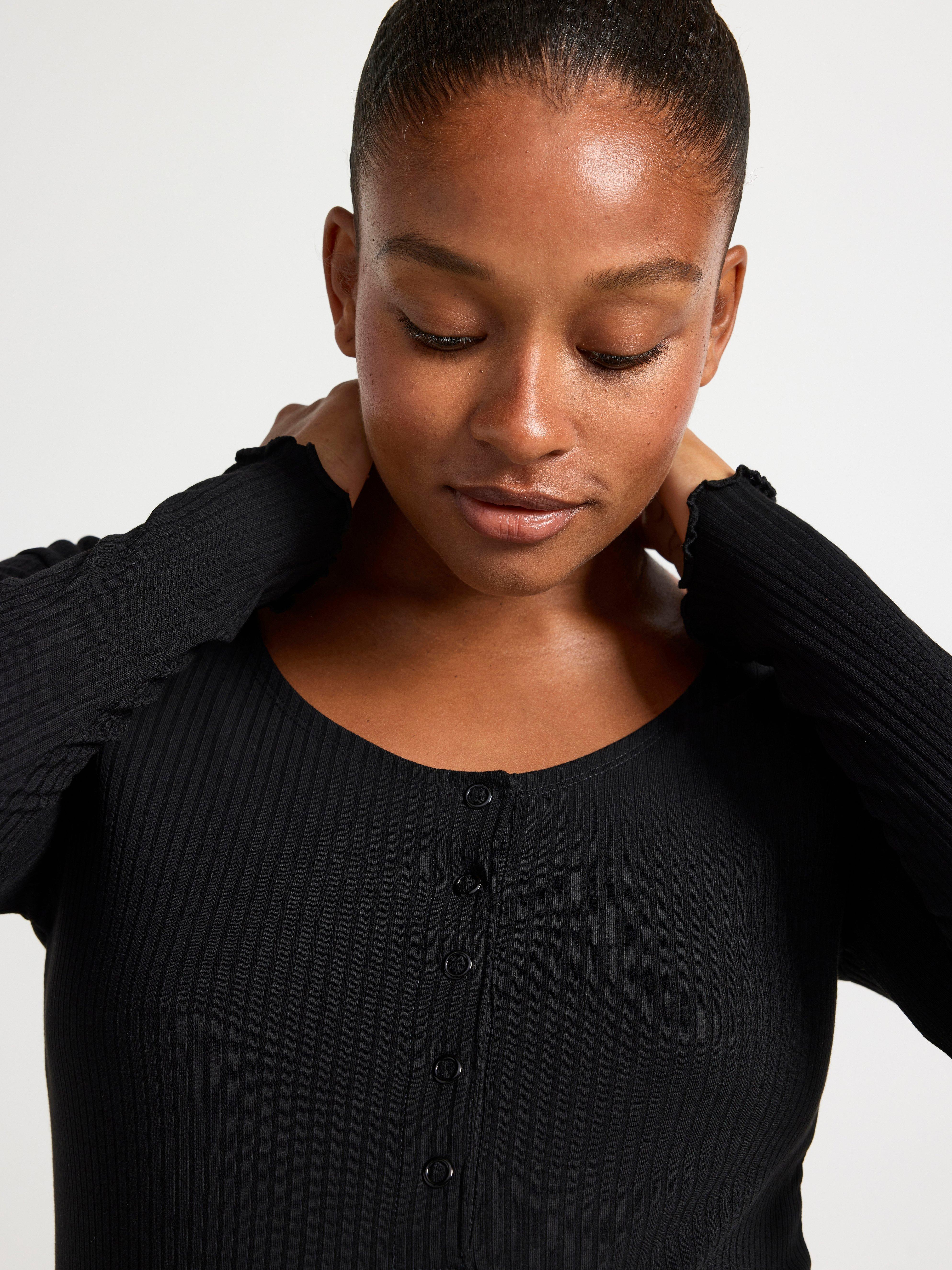 MOM Ribbed long sleeved jersey dress Black