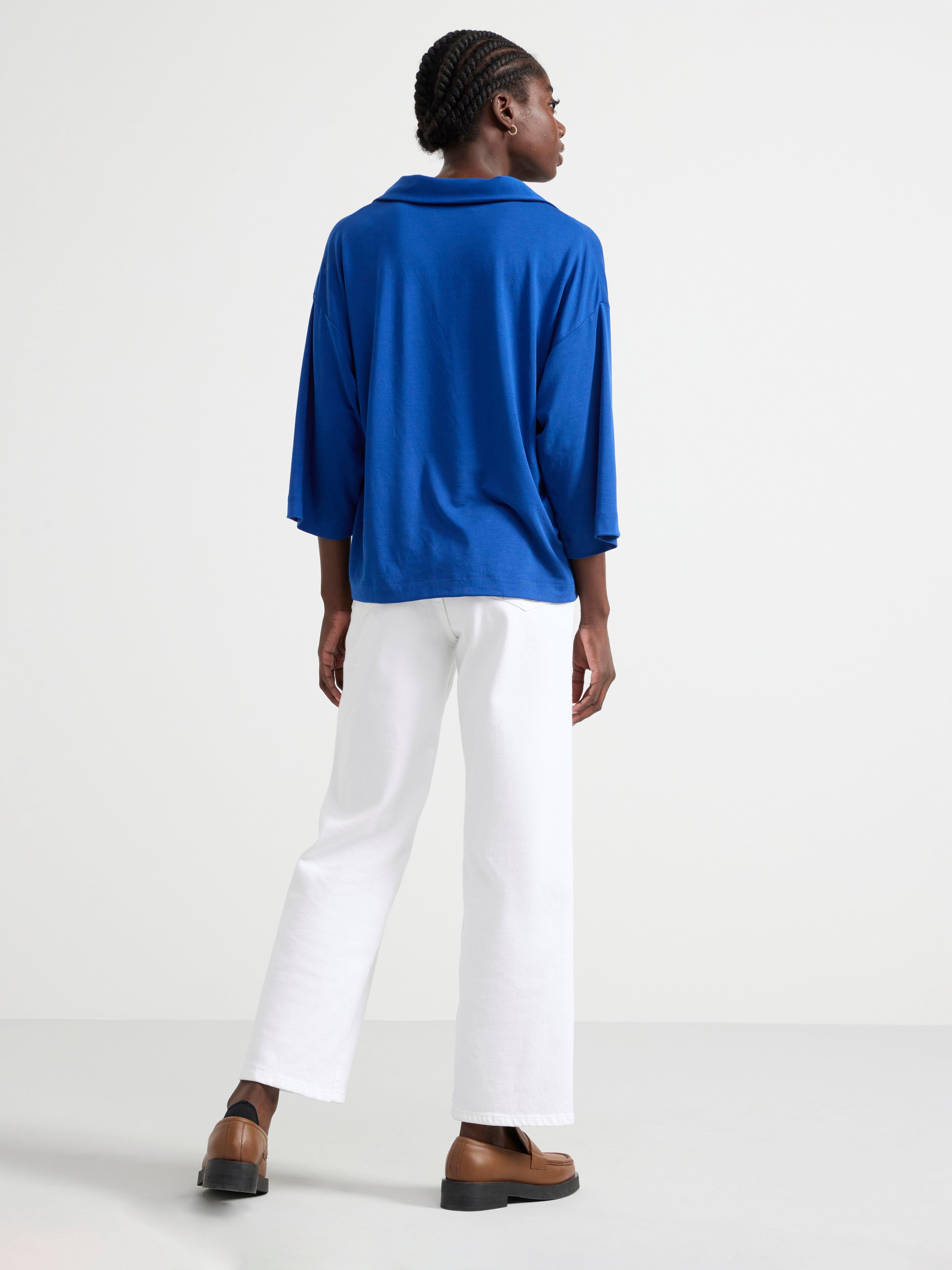 Short sleeve v-neck top Blue