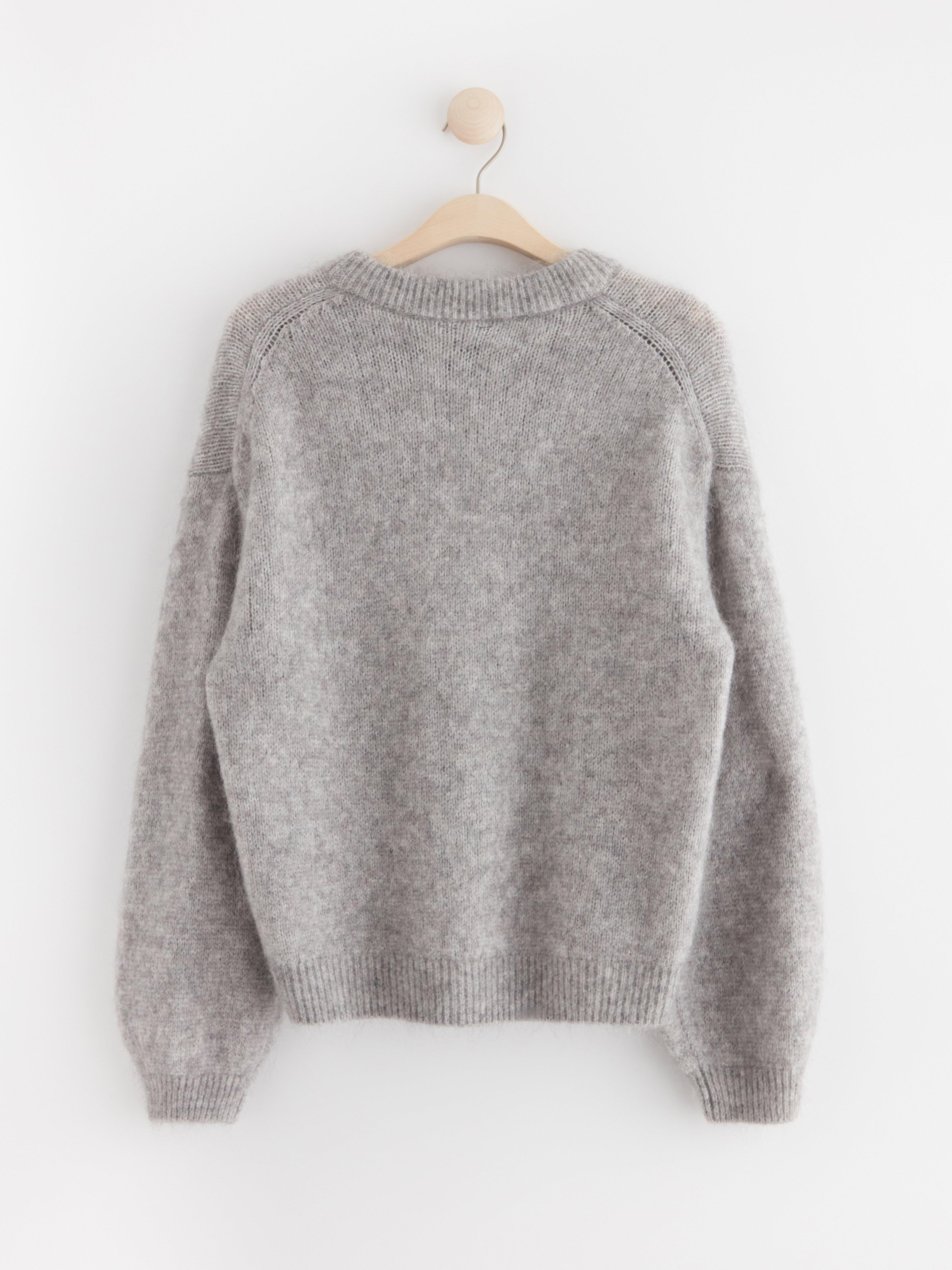 Knitted jumper in mohair blend Grey Melange