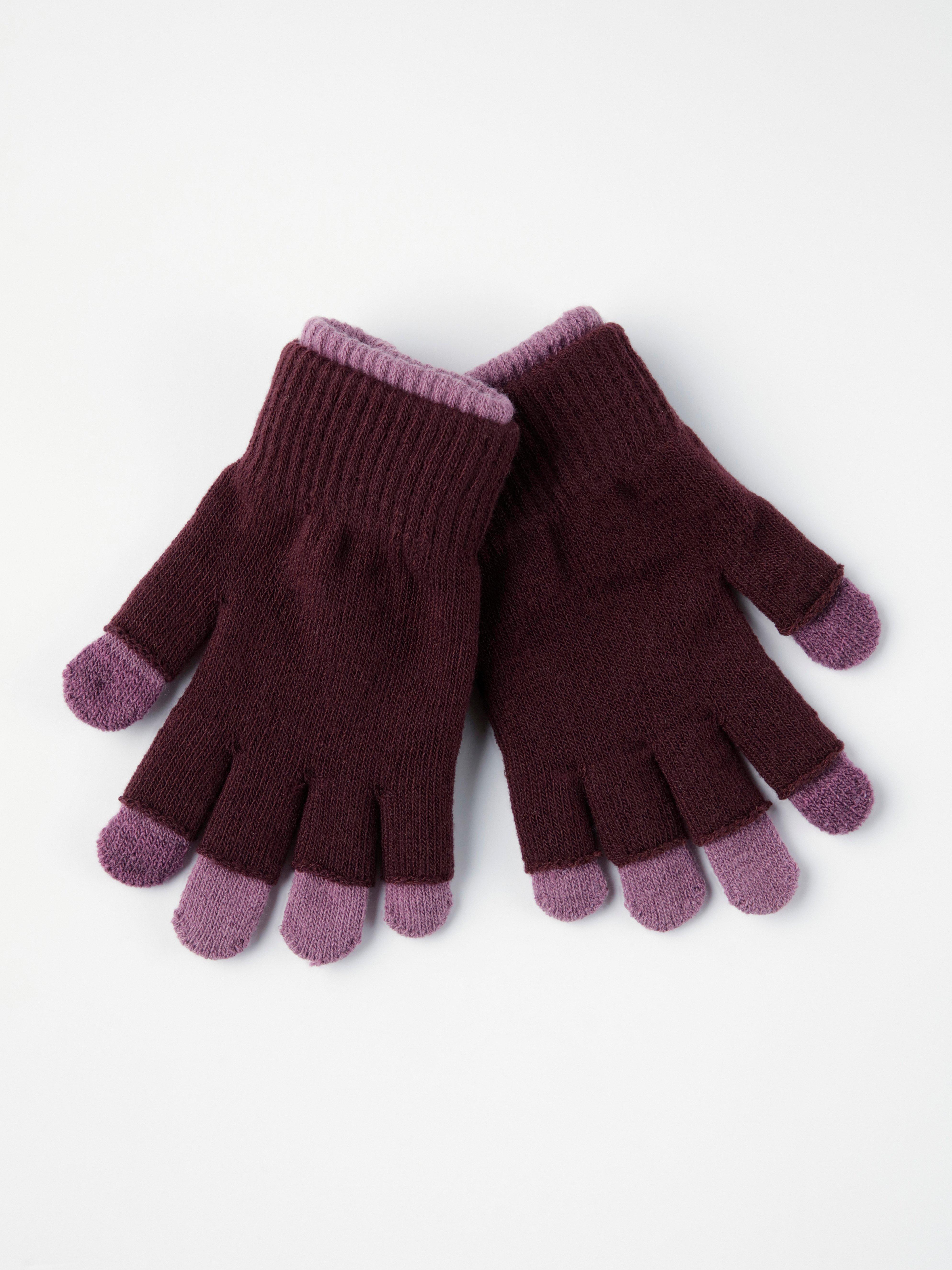Double fine-knit gloves with touch function Dark Lilac