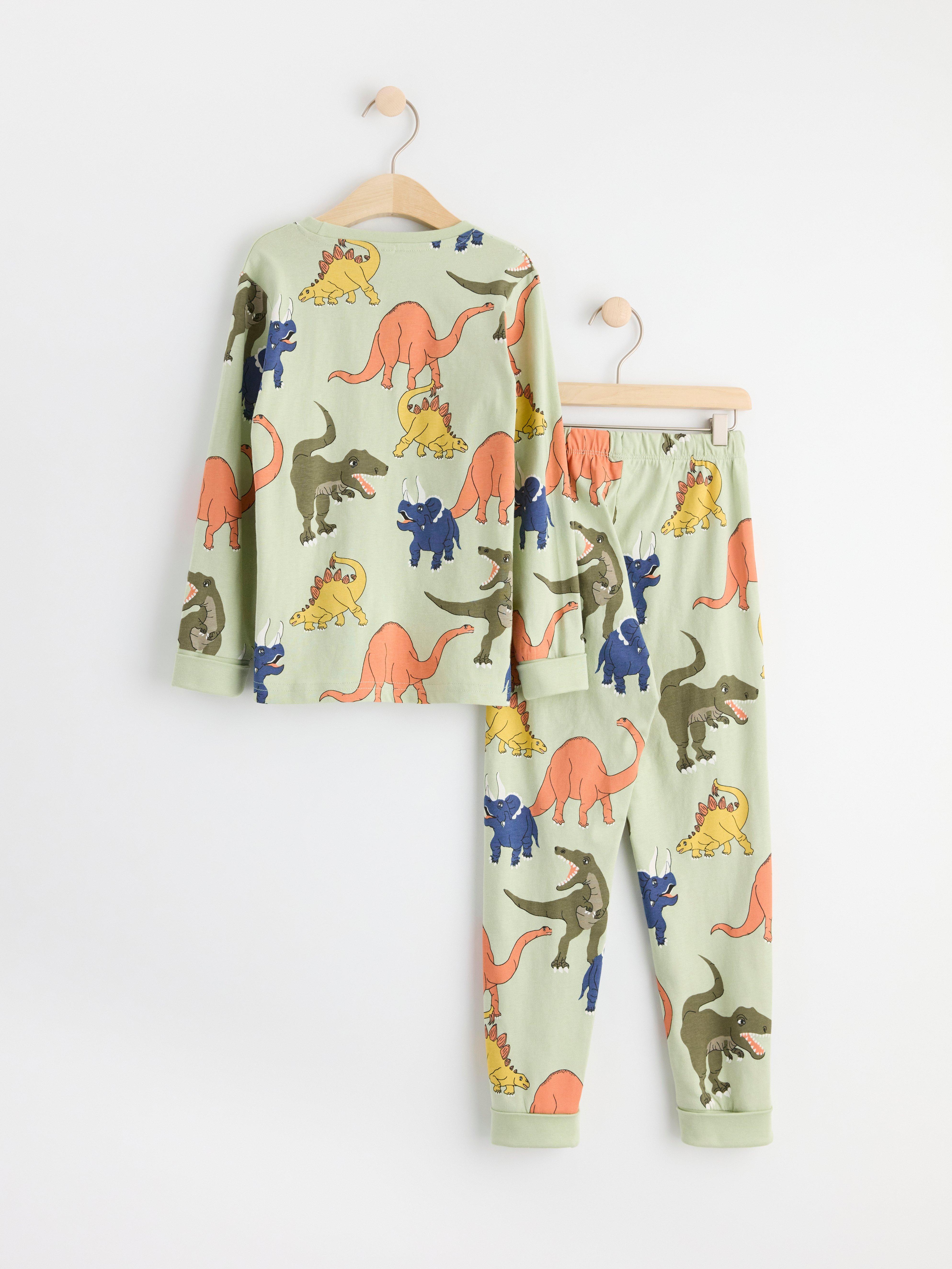 Pyjama set with dinosaurs Light Dusty Green