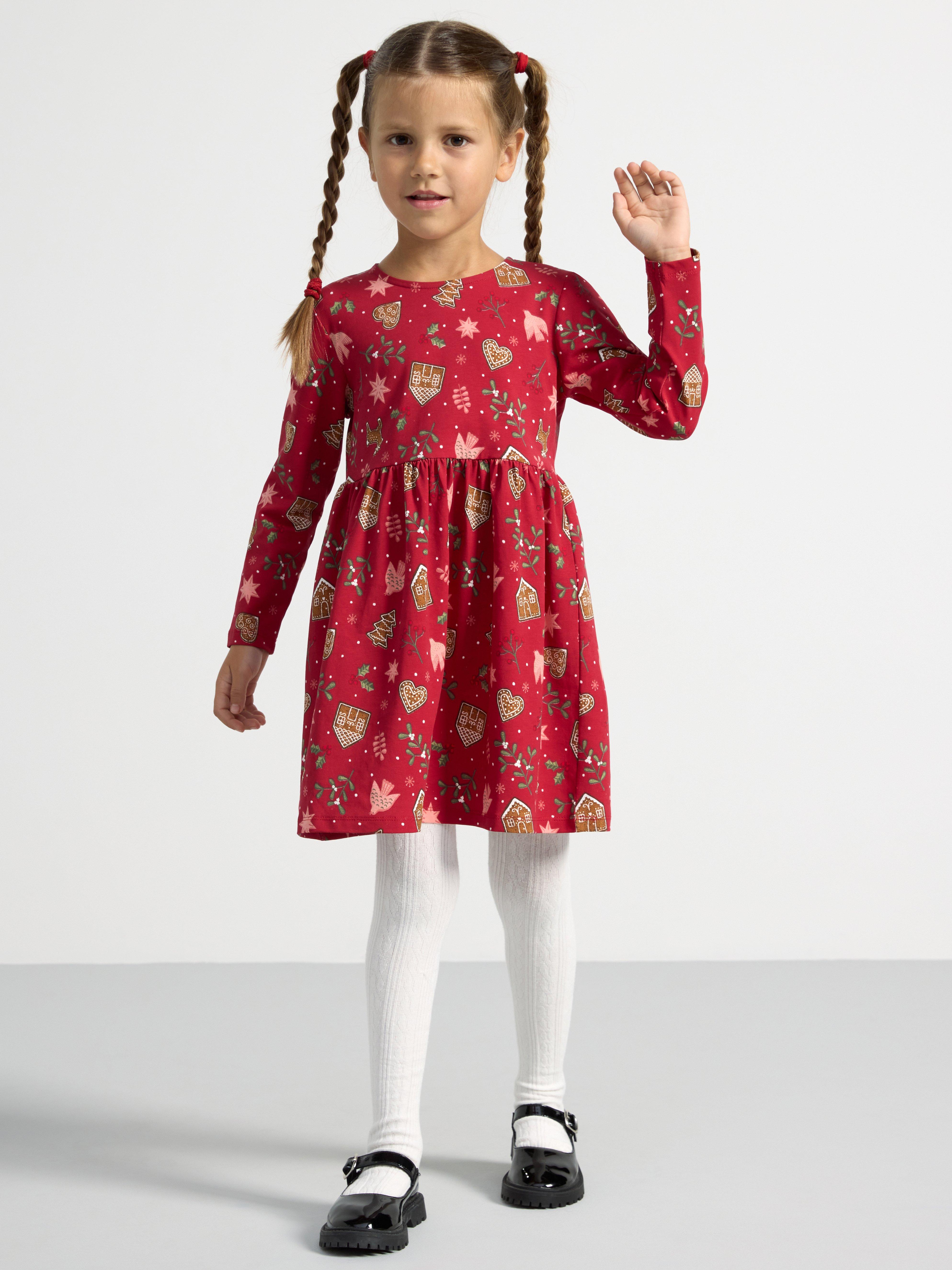Long sleeve dress with gingerbread Dark Red
