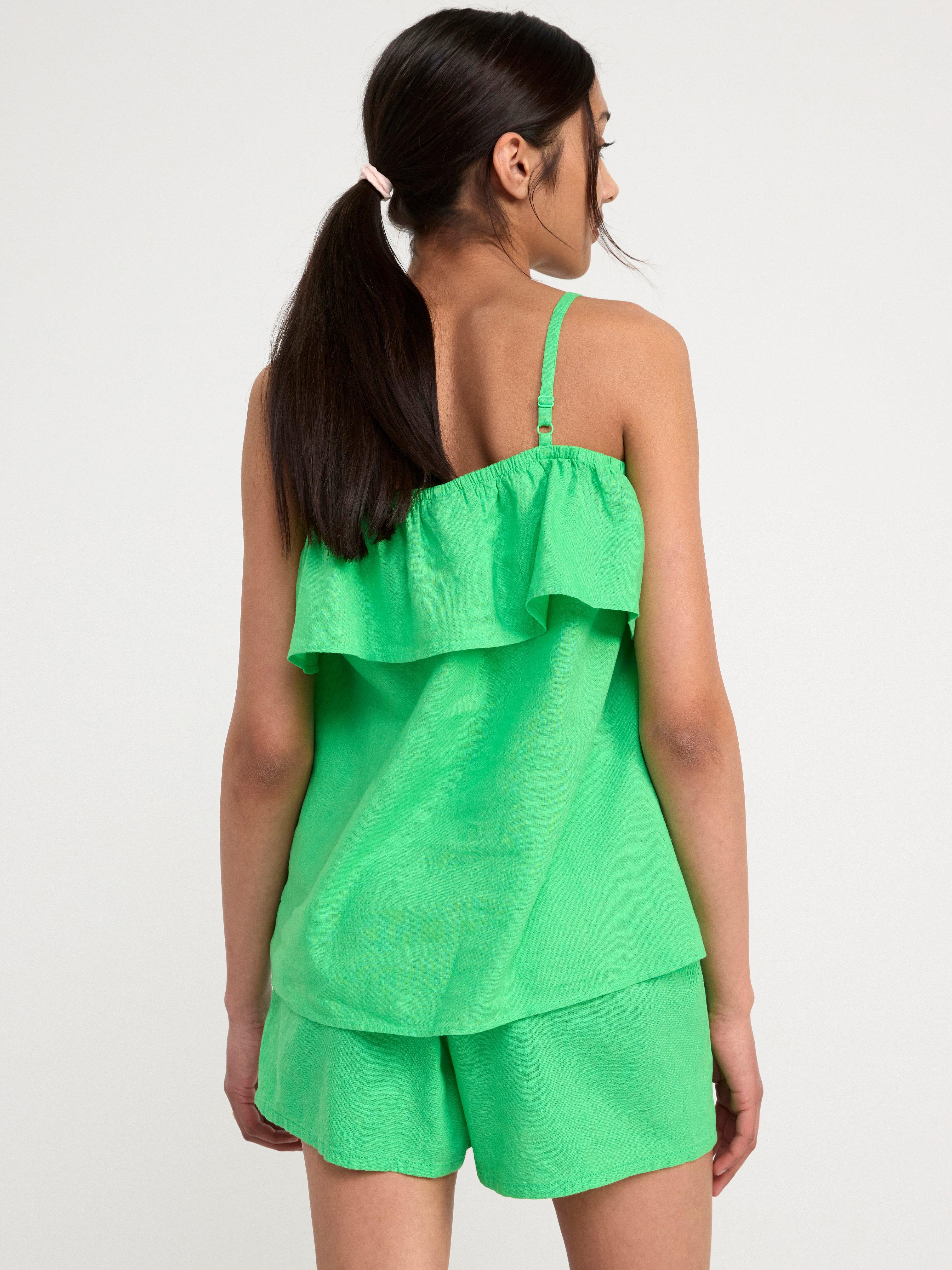 Linen blend blouse Green