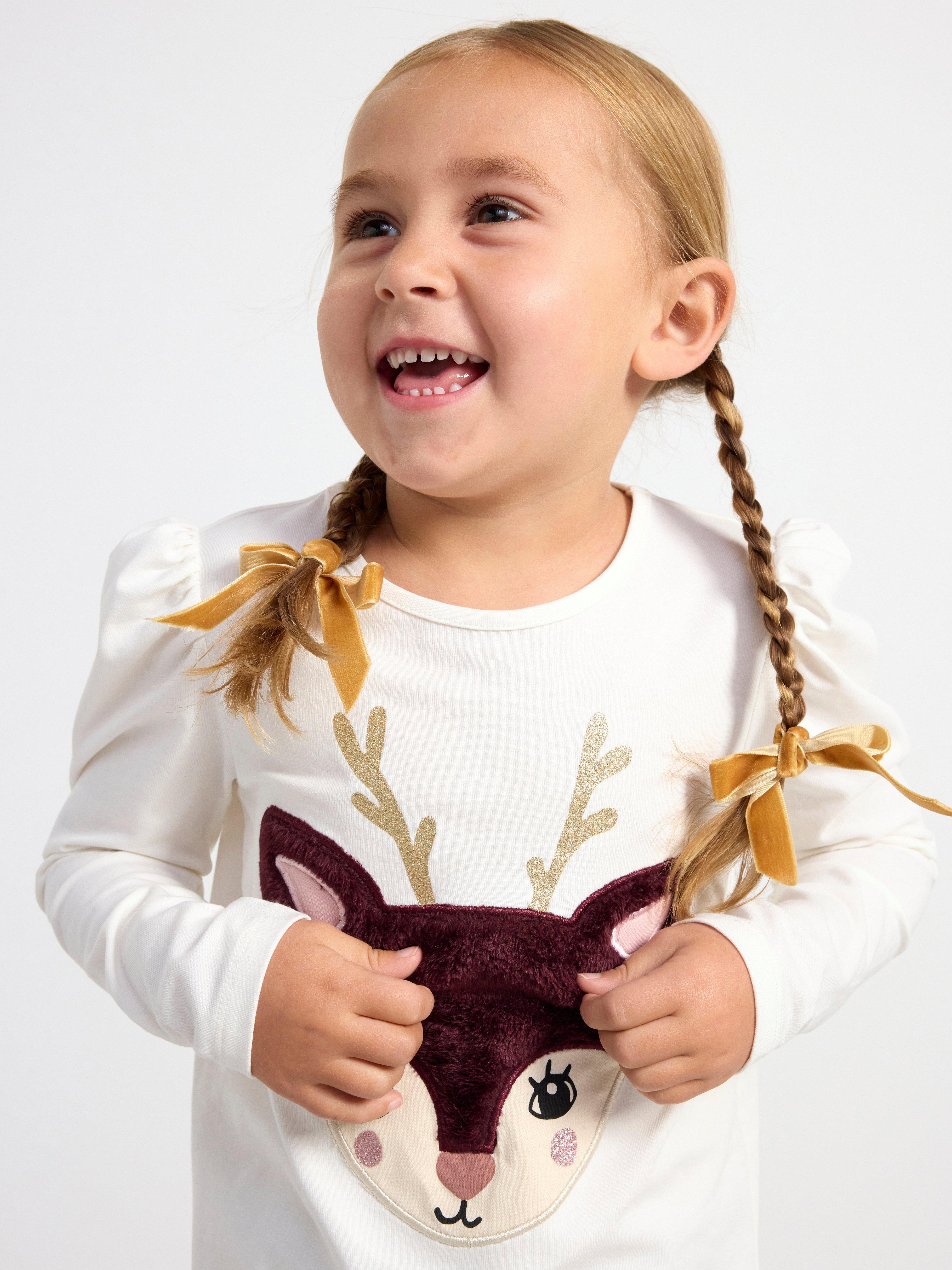 Long sleeve top with animal application Light Dusty White