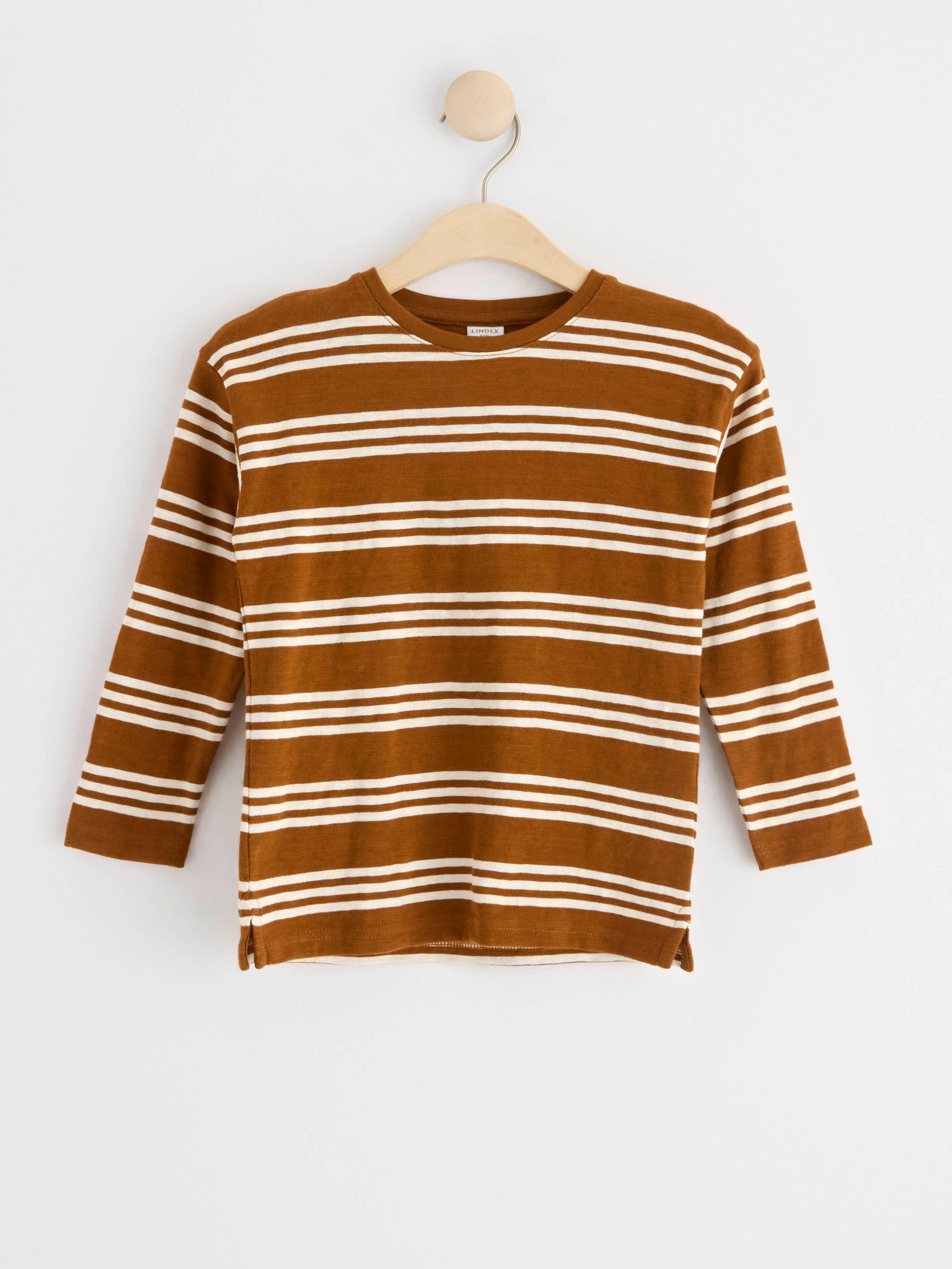 Long sleeve top with stripes Brown