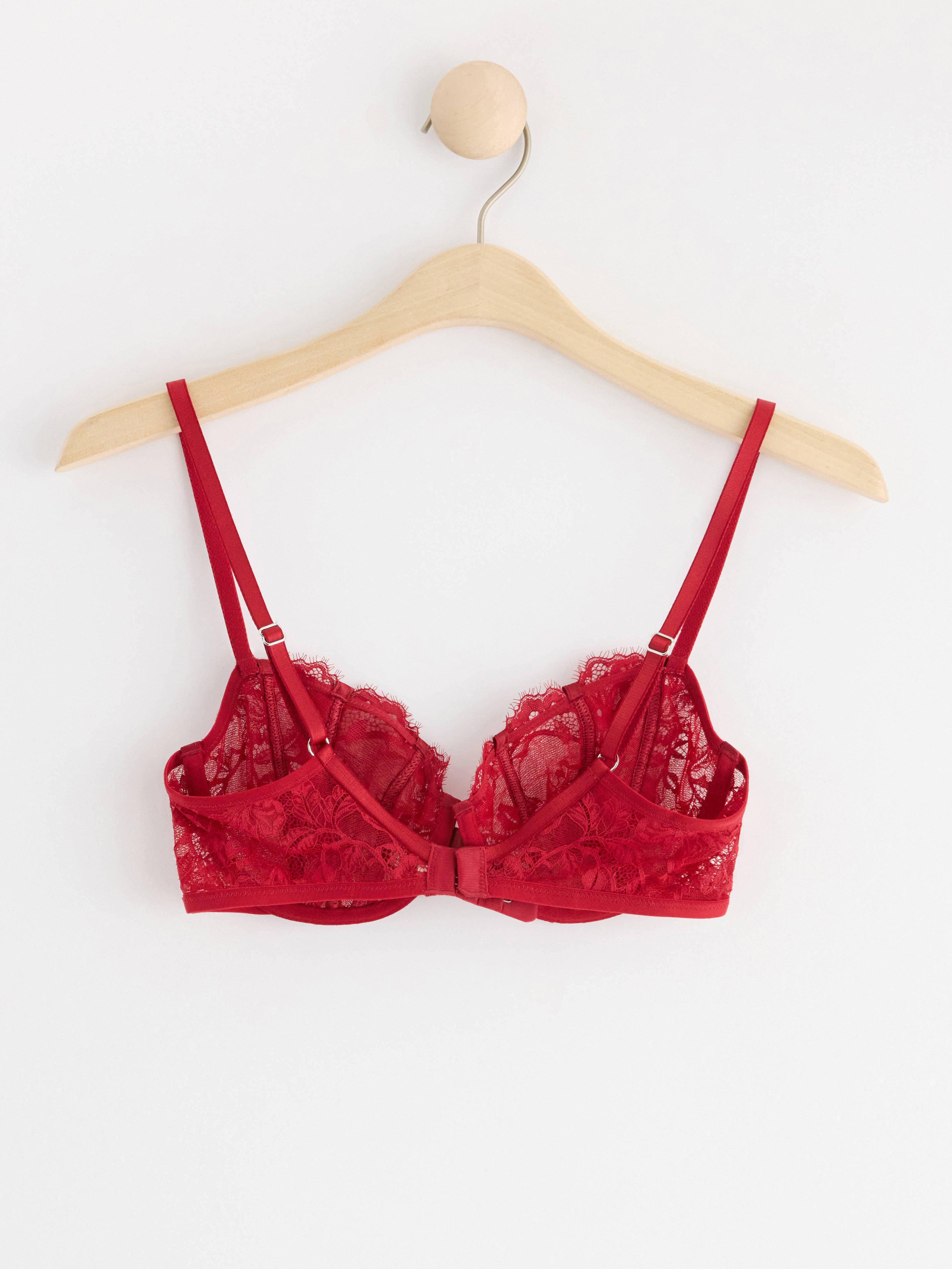 Senna unpadded bra with lace Dark Red