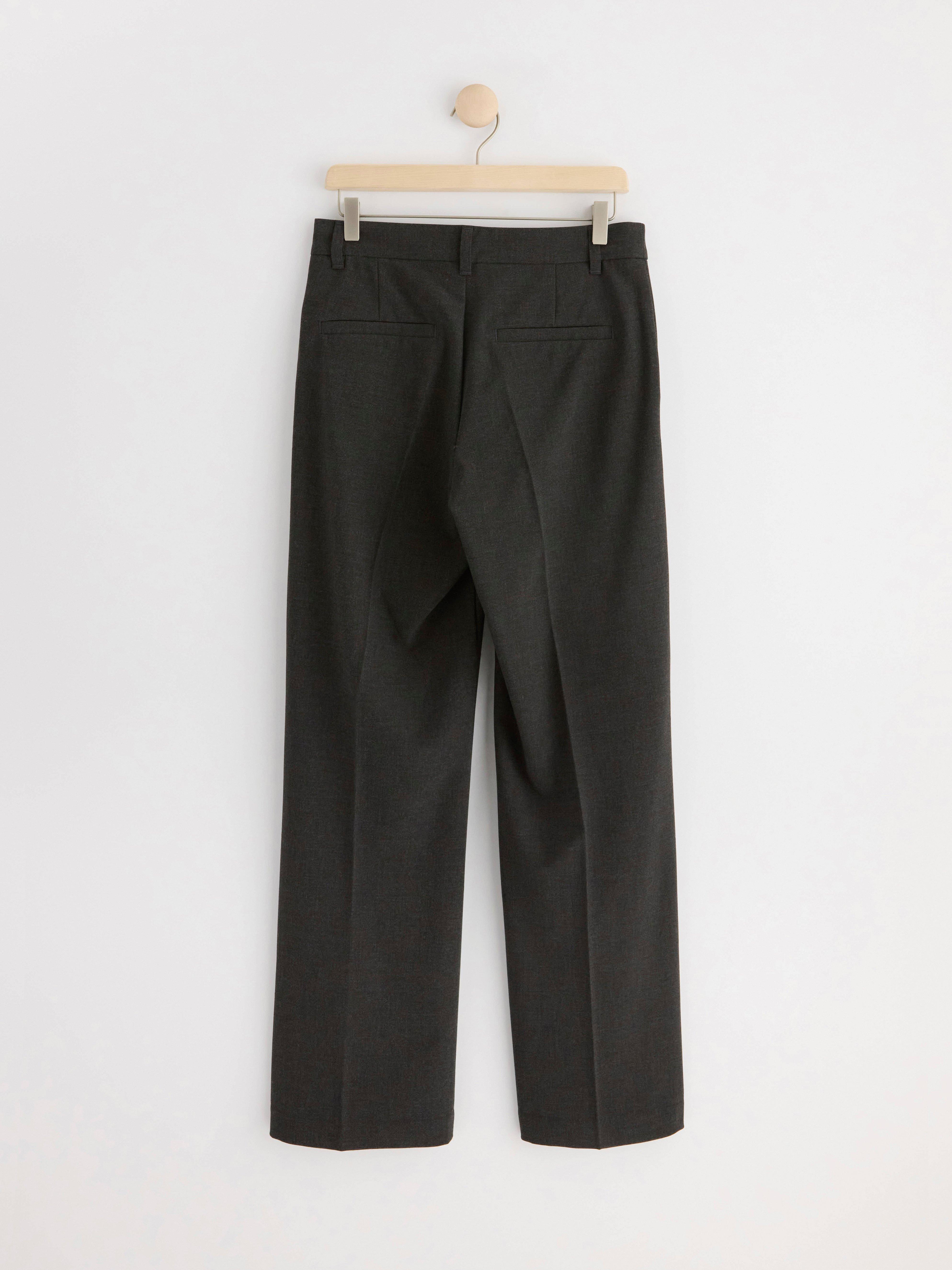 NOOR Straight regular waist trousers grey