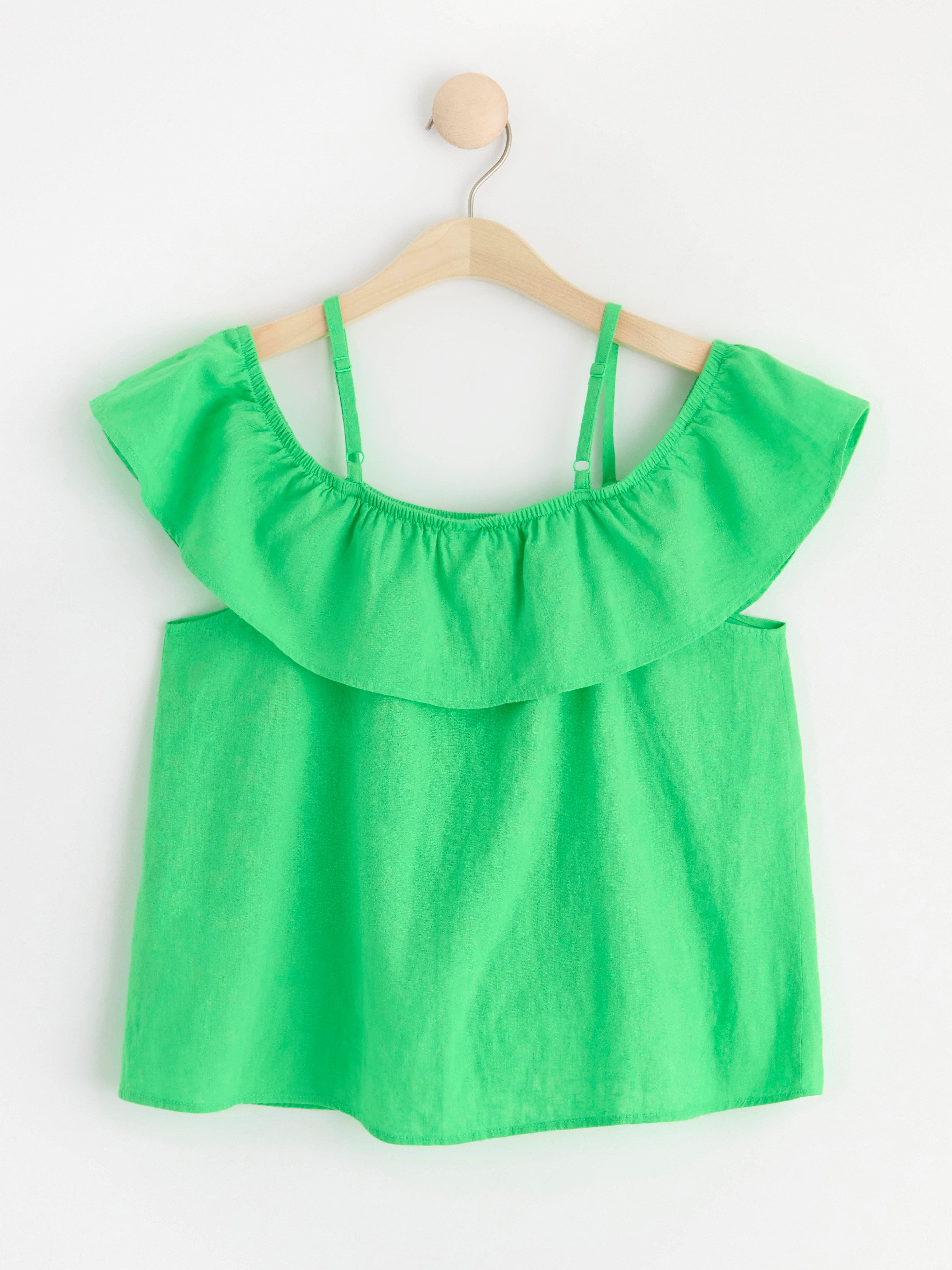 Linen blend blouse Green