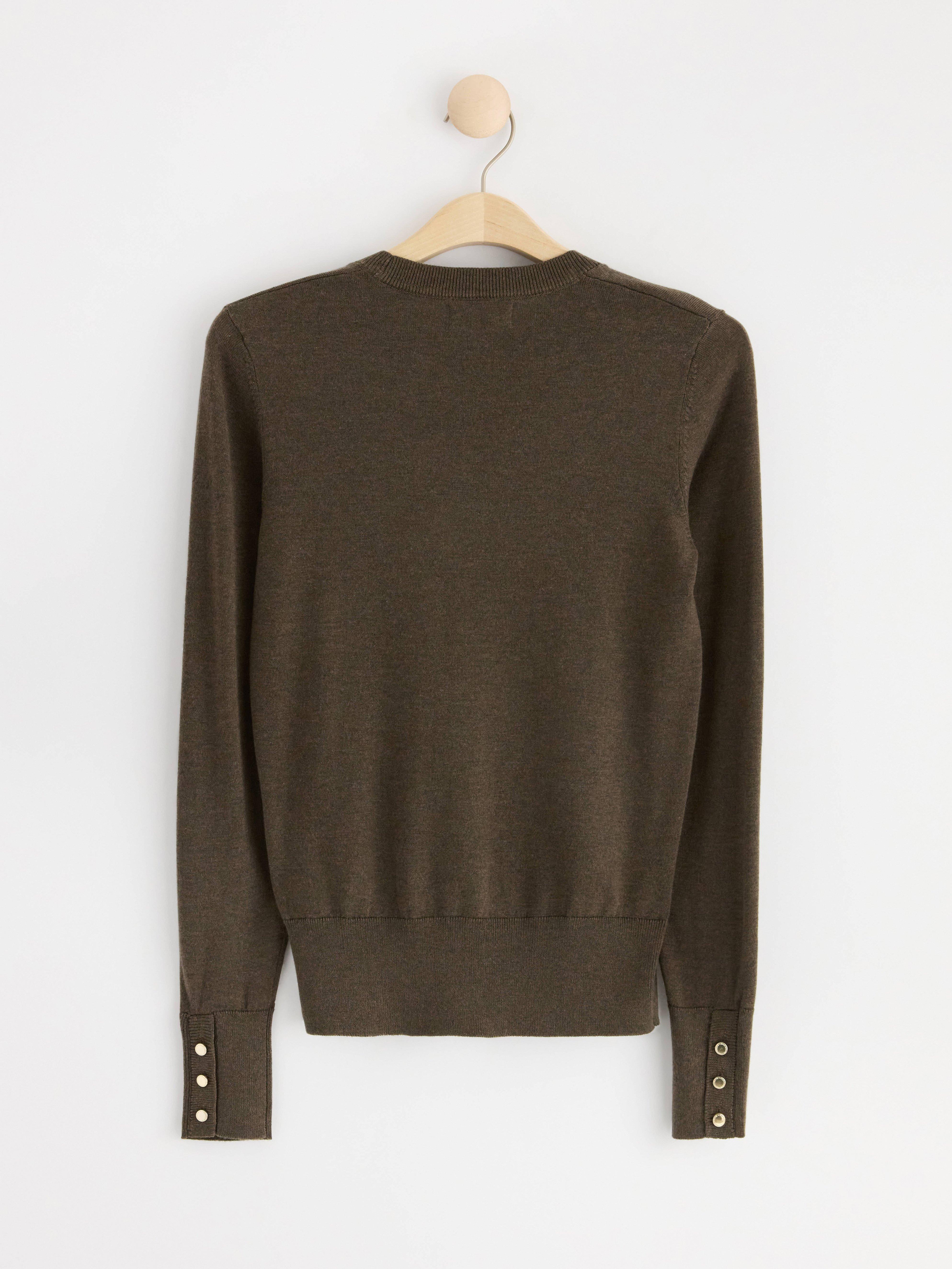 Jumper fine-knitted Dark brown melange