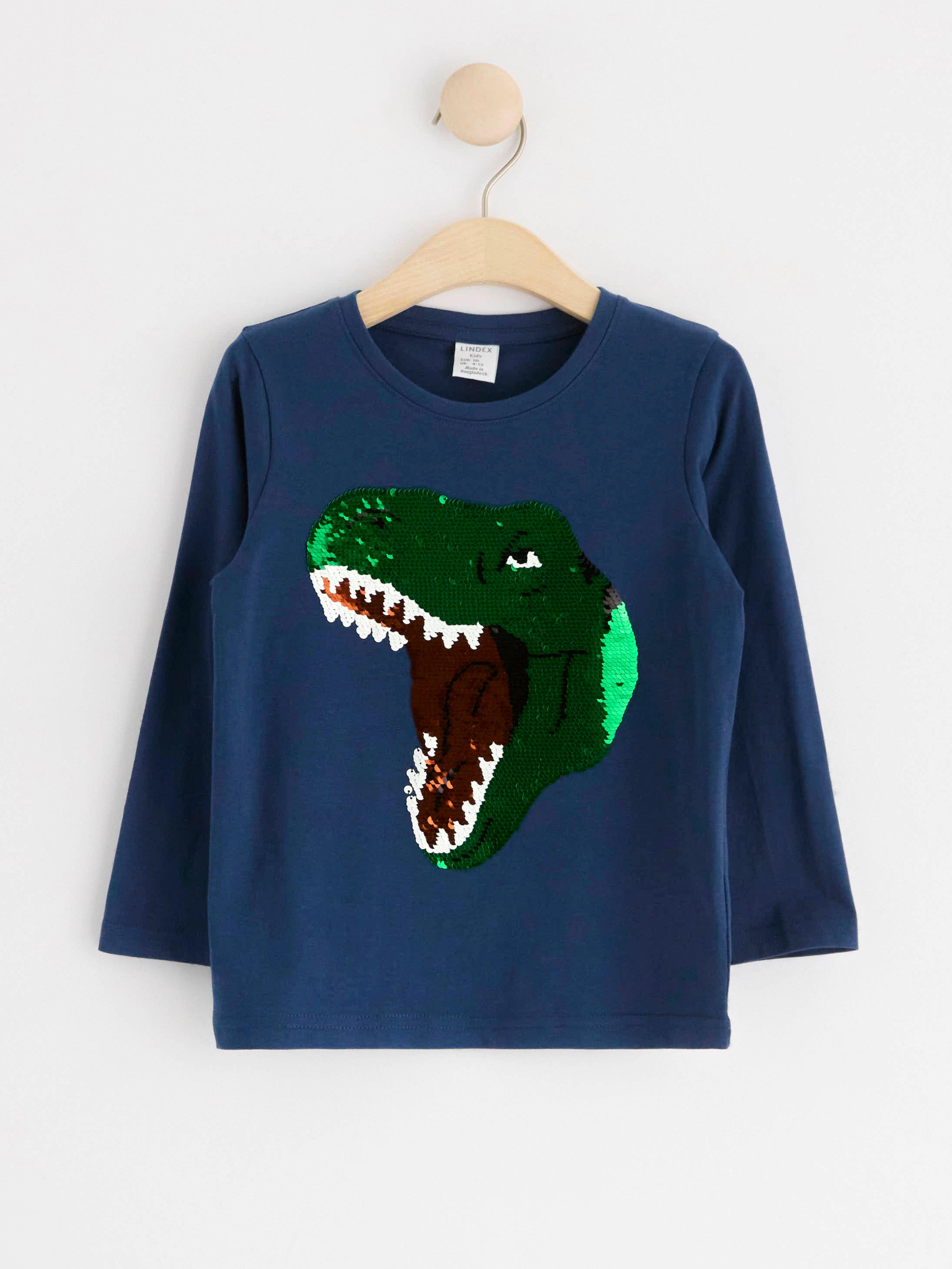 Long sleeve top with reversible sequins Dark Dusty Blue