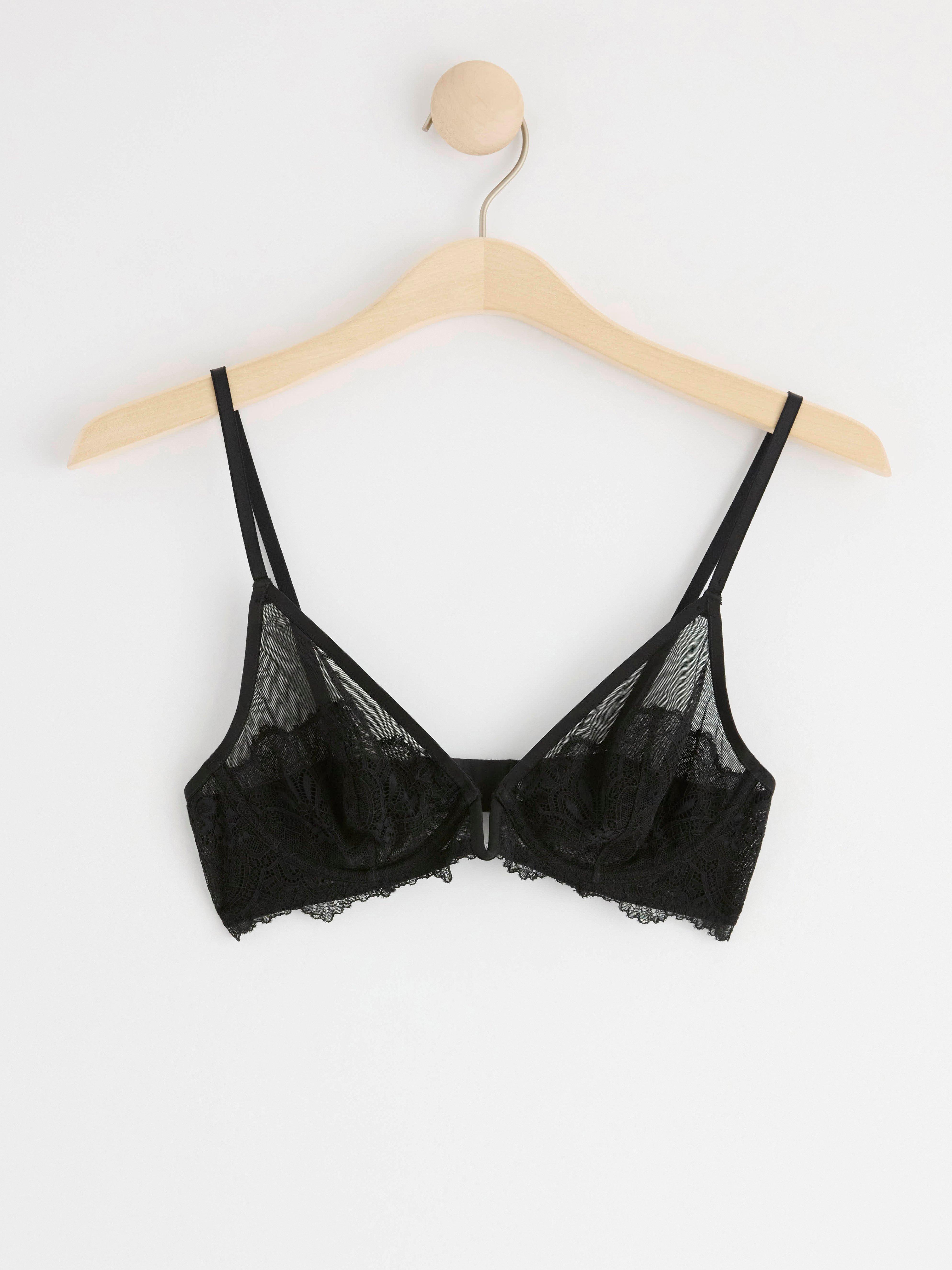 Unpadded bra with lace Black
