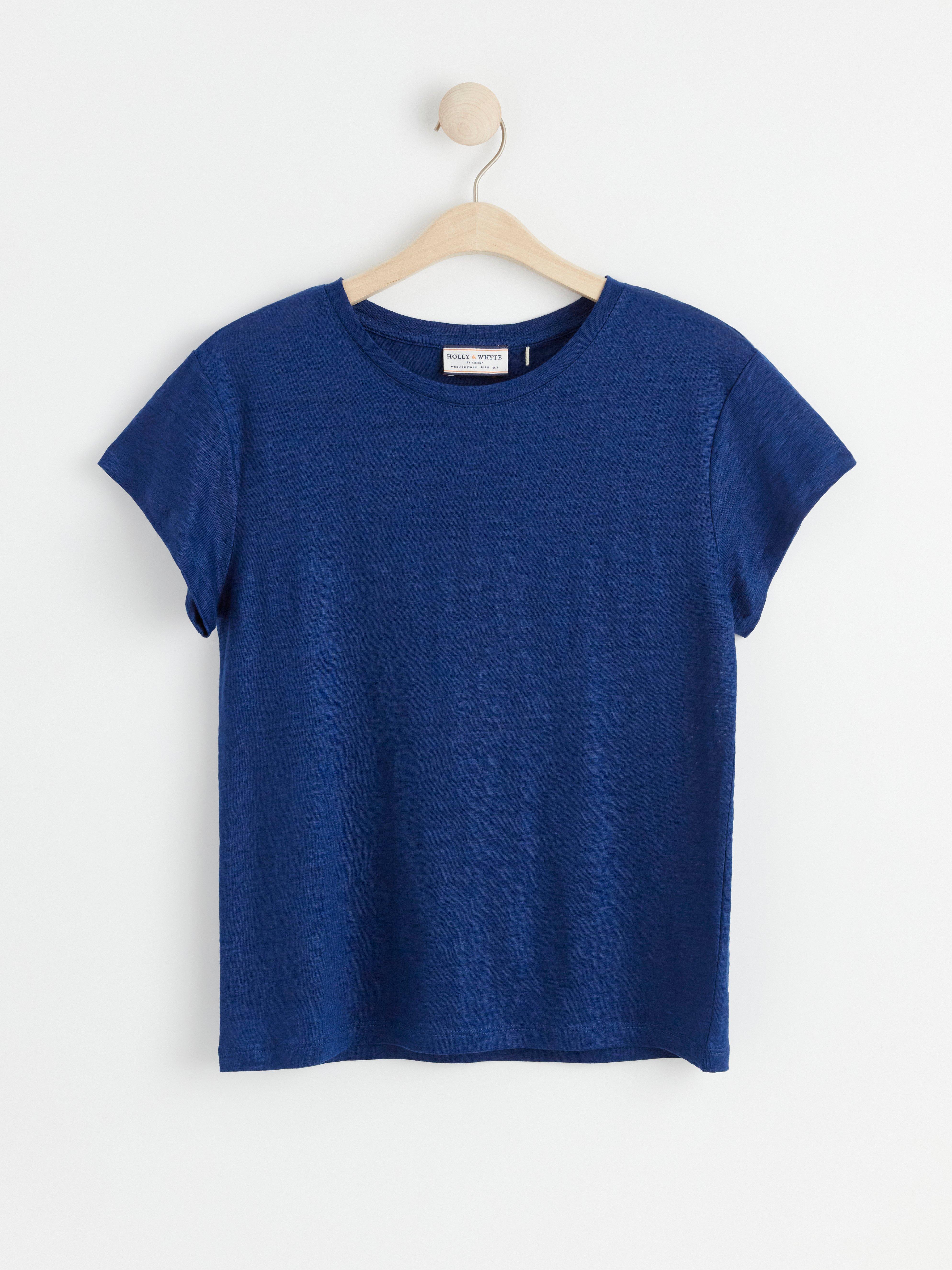 Short seleeve linen top Dark blue