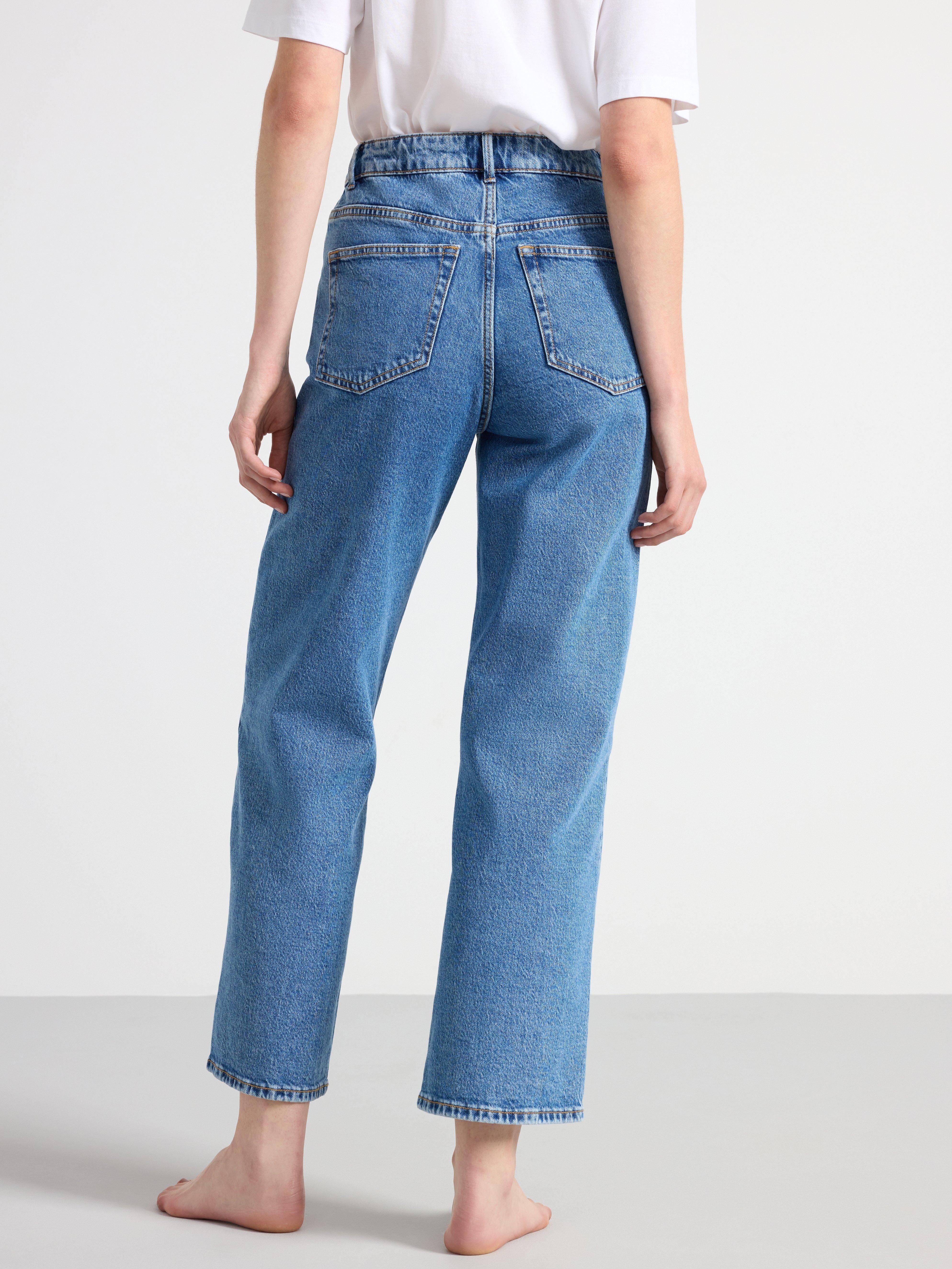 HANNA Wide high waist jeans with cropped leg Denim blue