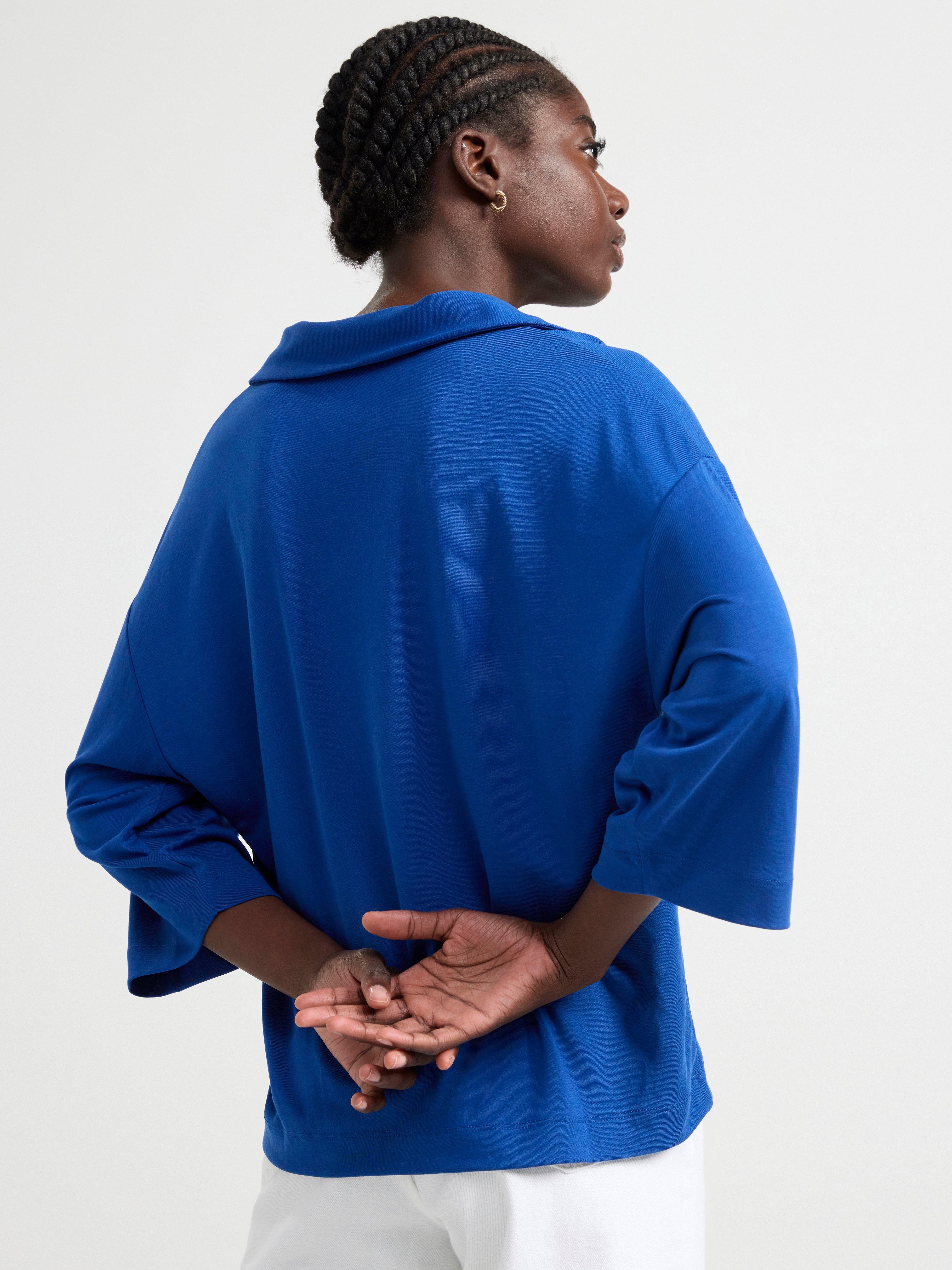 Short sleeve v-neck top Blue