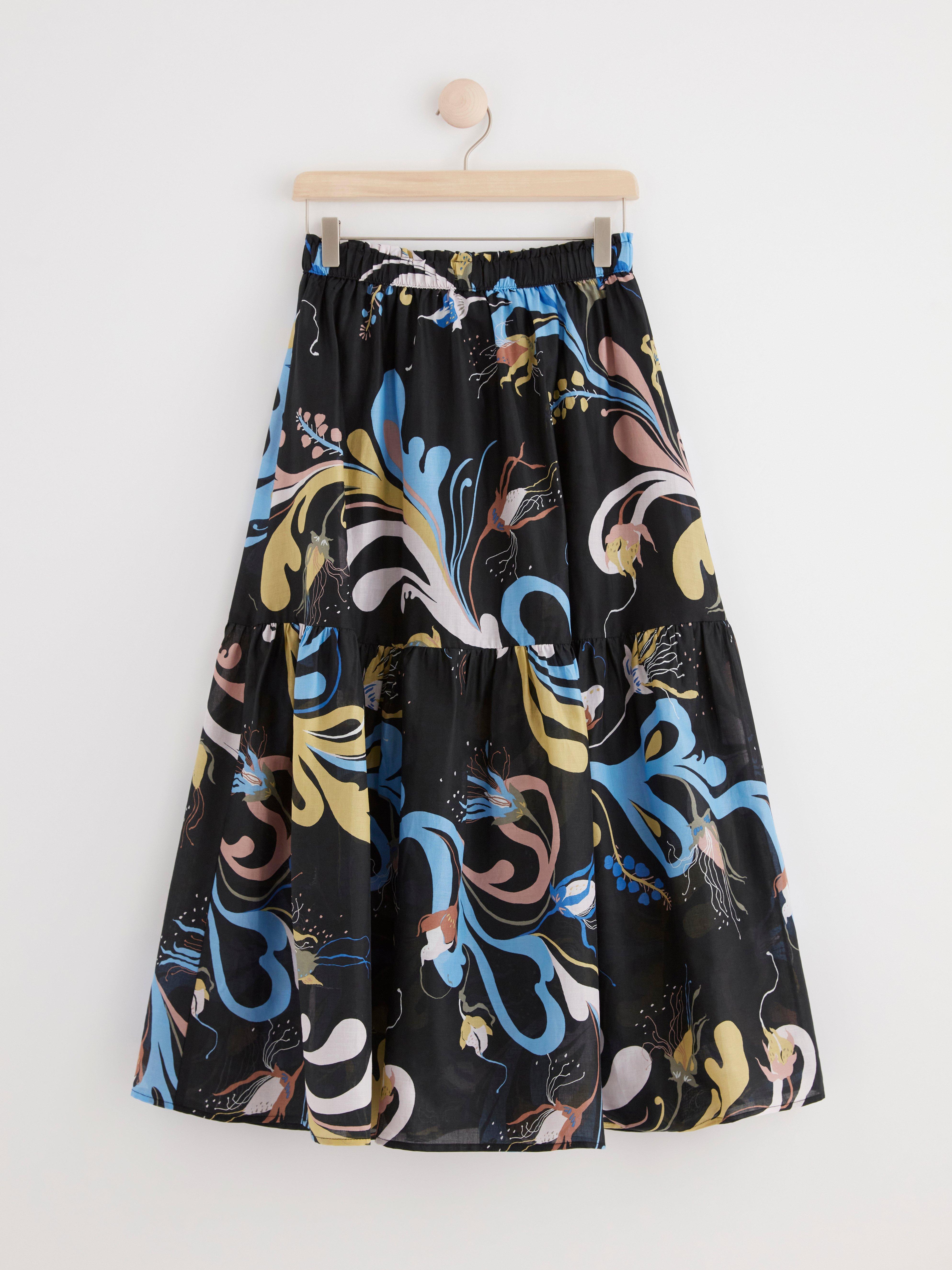 Tiered midi skirt Black