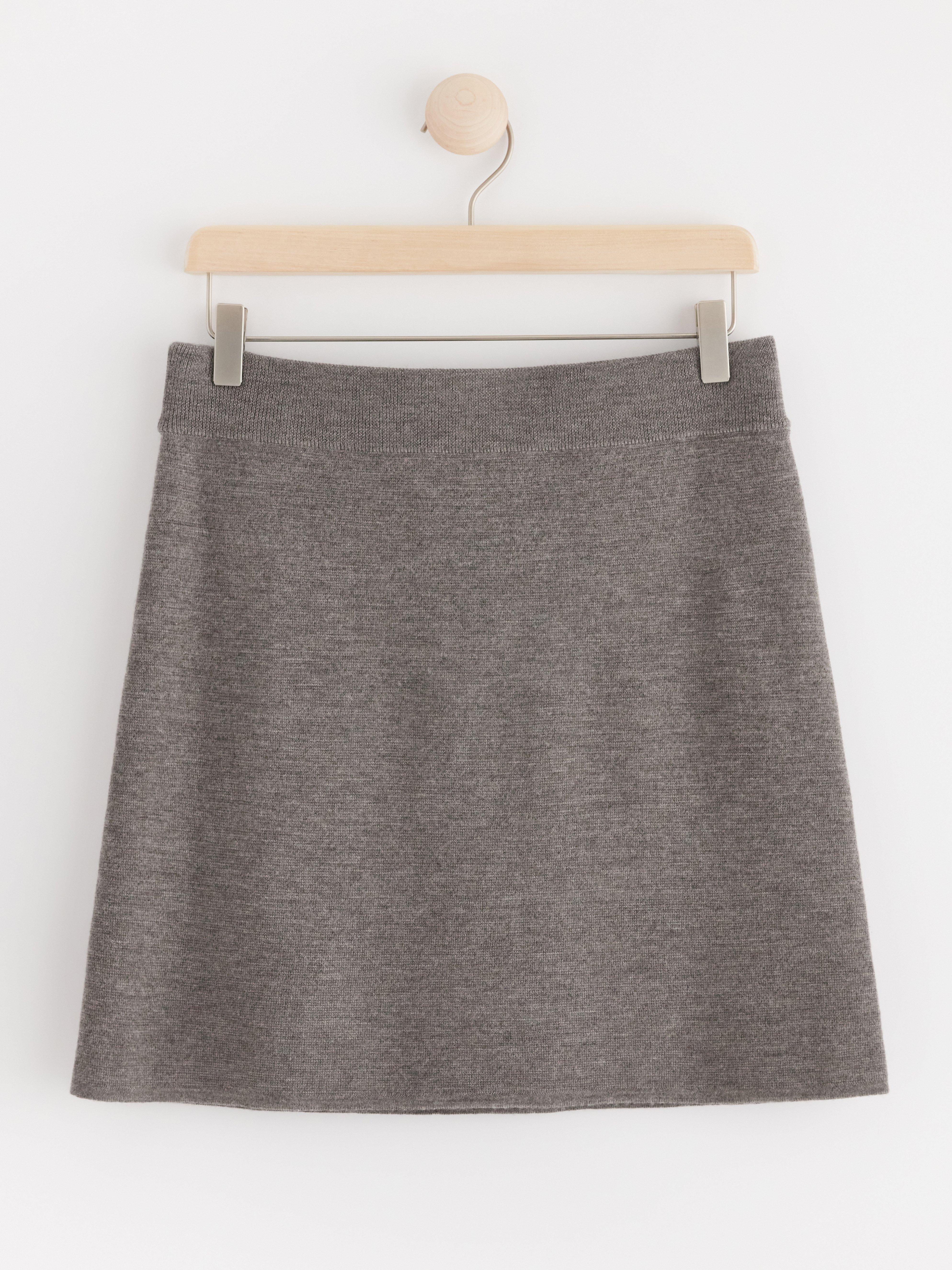 Knitted mini skirt in merino wool Brown melange